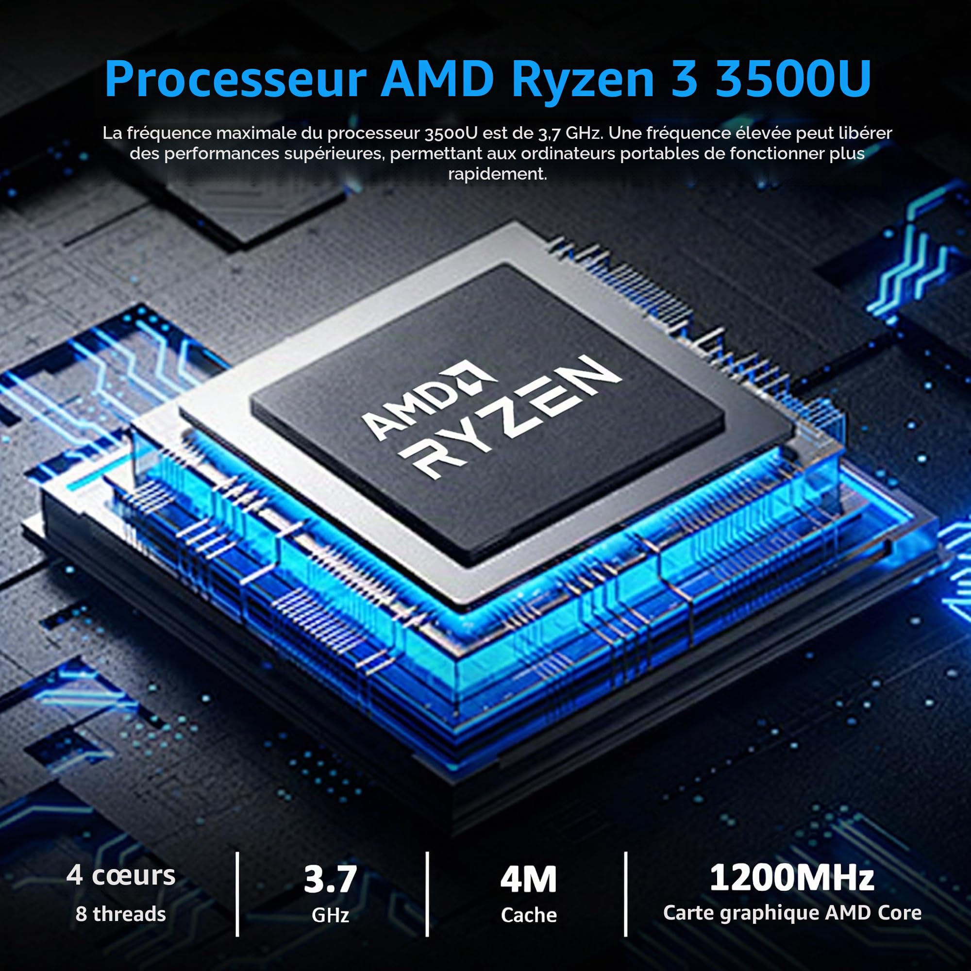 CYCLUS 16 Pouces PC Portable pour Usage Quotidien, Maison & Études – AMD Ryzen 5 3500U (4C/8T 3,7 GHz), 16Go RAM, 512Go SSD, Vega 8, Clavier Rétroéclairé + Membrane AZERTY Incluse