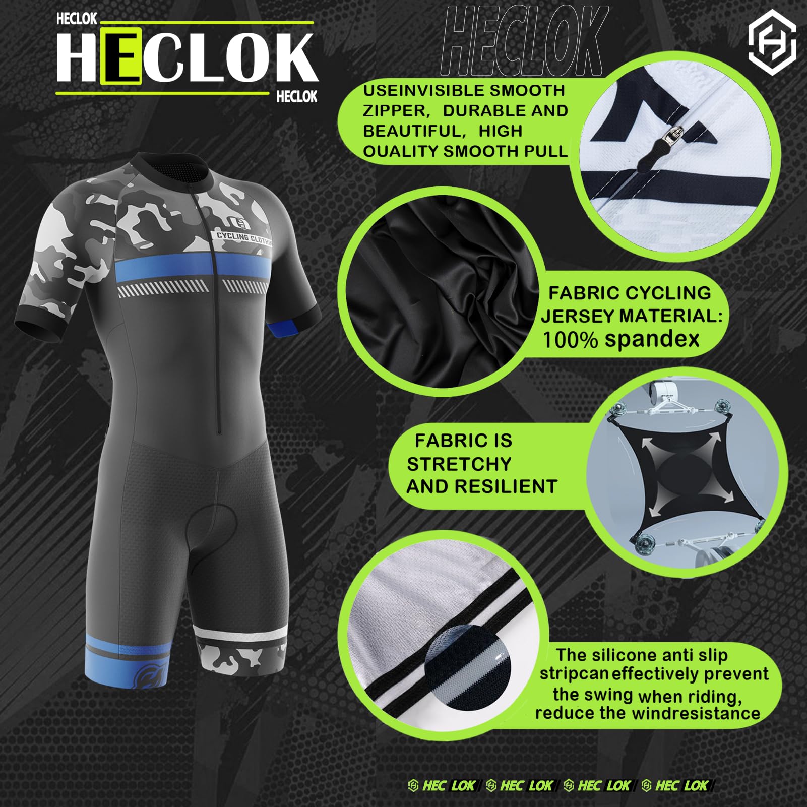 Traje de triatlón para Hombre,Traje de Ciclismo de Velocidad,Traje de natación para Bicicleta,MTB Mono Bueno para Correr,Andar en Bicicleta,Nadar