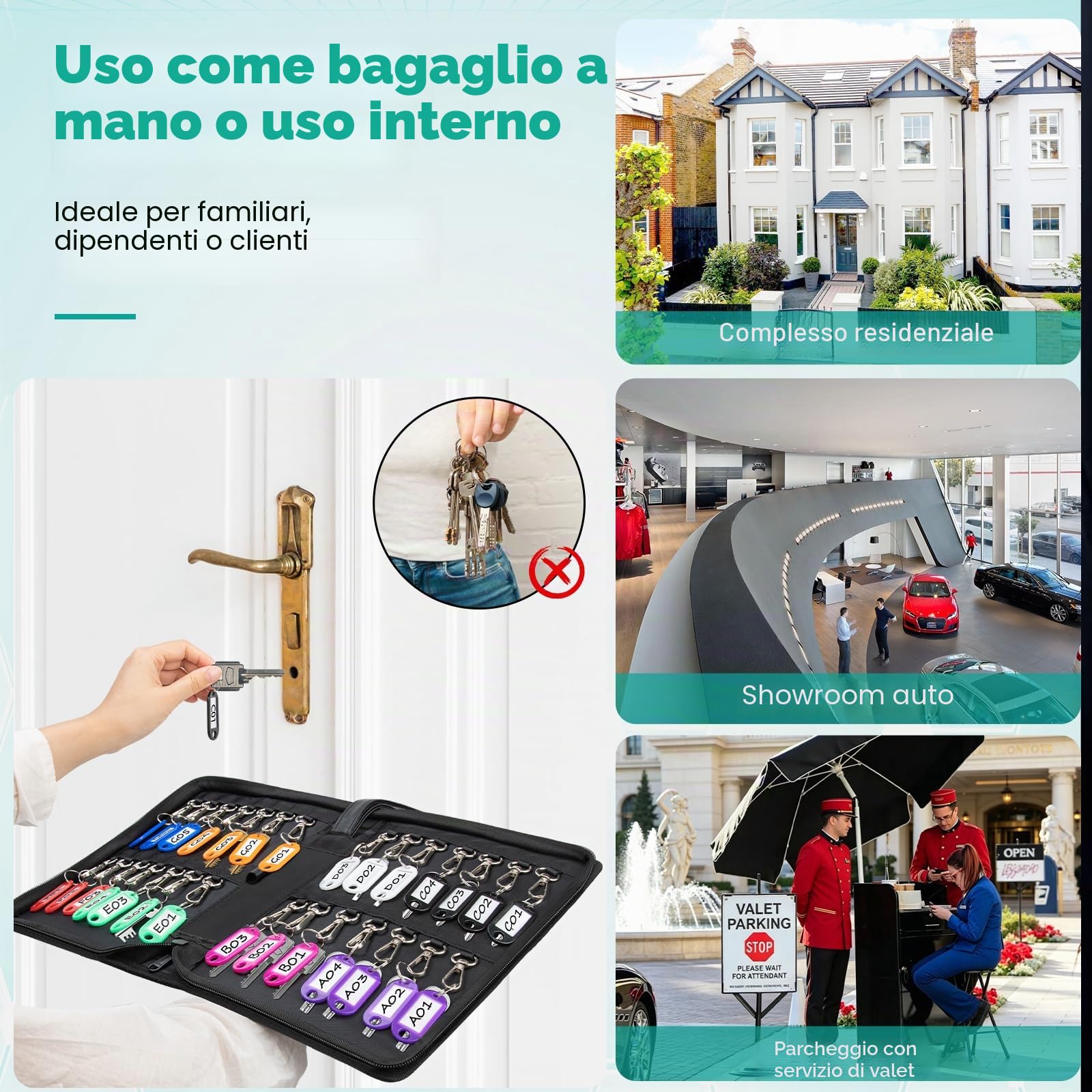 Grande Cassetta Sicurezza Chiavi Con 28 Gancio Portatile Cassaforte Porta Chiavi Parete Cassetta Portachiavi Sicurezza Muro Armadietto Portachiavi per Casa Esterno Fabbrica Garage Hotel Ufficio