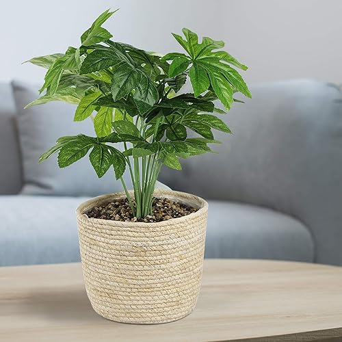 Miniatura 6 de GIA Planta de oreja de elefante artificial de 2122 pulgadas en cesta para decoración del hogar en interiores, plantas de hojas sintéticas en maceta
