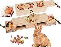 Vista 10 de SoulThink® Juguetes de madera interactivos para mascotas de conejo - Juguetes masticables para conejos para roer y oler, adecuados para cobayas
