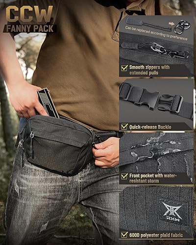 Miniatura 4 de Riñonera Táctica de Transporte Oculto, Riñonera CCW, Riñonera para Hombre, Bolso de Cintura Compacto para Senderismo, Riñonera EDC (Ajustable hasta