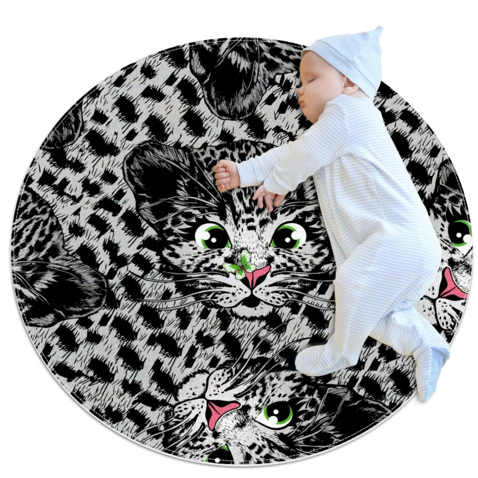 Tapis antidérapant motif camomille et léopard pour éviter les glissades