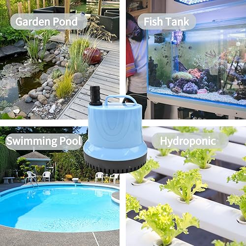 Miniatura 7 de CONQUERALL CHA-808 55W 2800LH 110V AC Bomba de succión inferior Bomba sumergible de cabeza de 8.5 ft para estanques, sistema hidropónico, tanques de