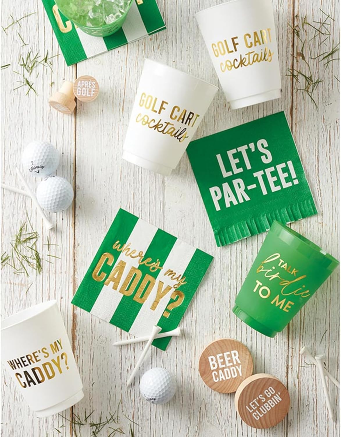 Slant Party Supplies Plastic Cups - 8-Count Reusable Frosted Drink Glasses, 16-Ounce, Golf Cart Cocktails image 2