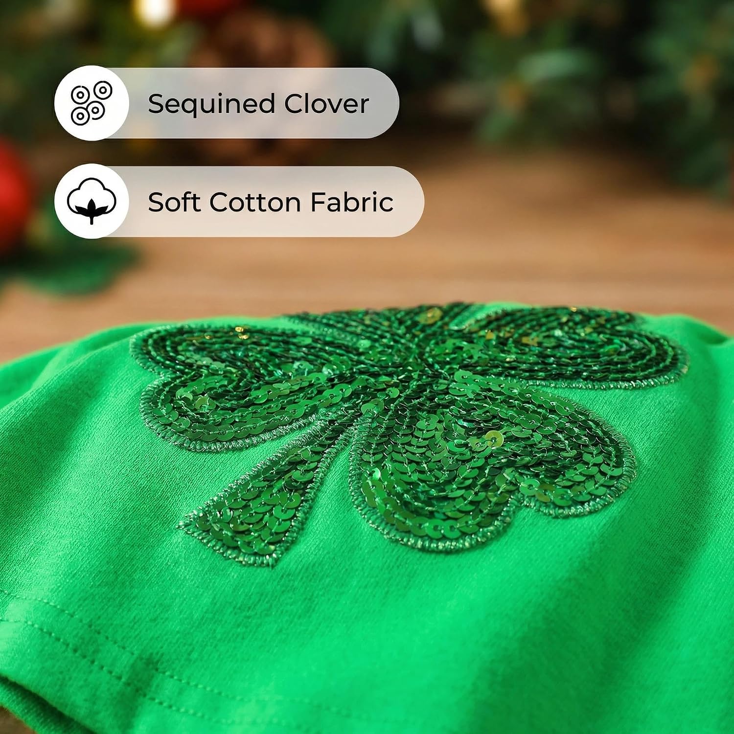 Toddler Girls St Patricks Day Outfit, Shamrock Clover Green Dress with Leggings, Irish Lucky Clothes Set