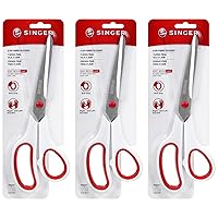 Vista 9 de Tijeras SINGER para tela con agarre cómodo, paquete de 1, rojo y blanco