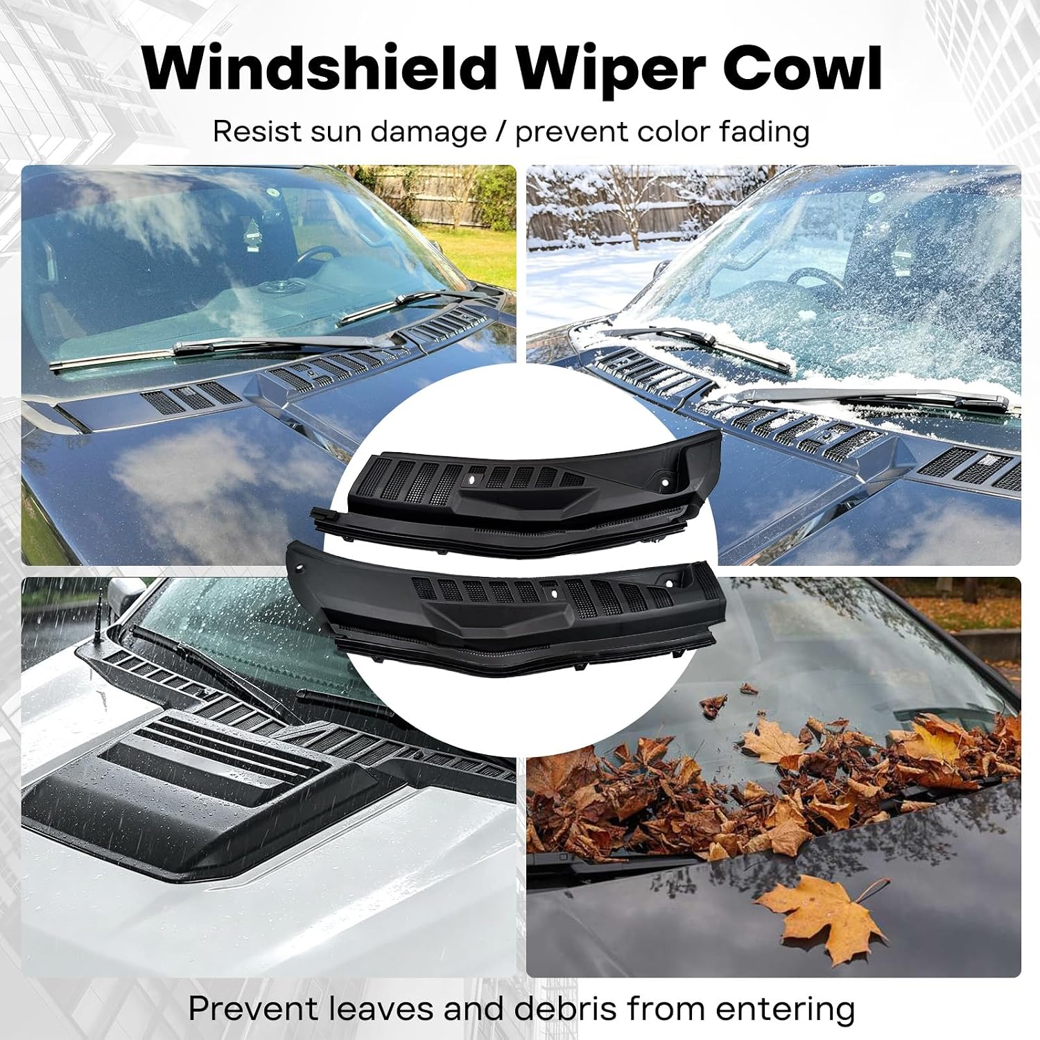 Windshield Wiper Cowl Compatible with 2017-2022 Ford F250 F350 F450 F550 Super Duty Windshield Wiper Cover Panel Grille Replacement for HC3Z-25022A68-AA