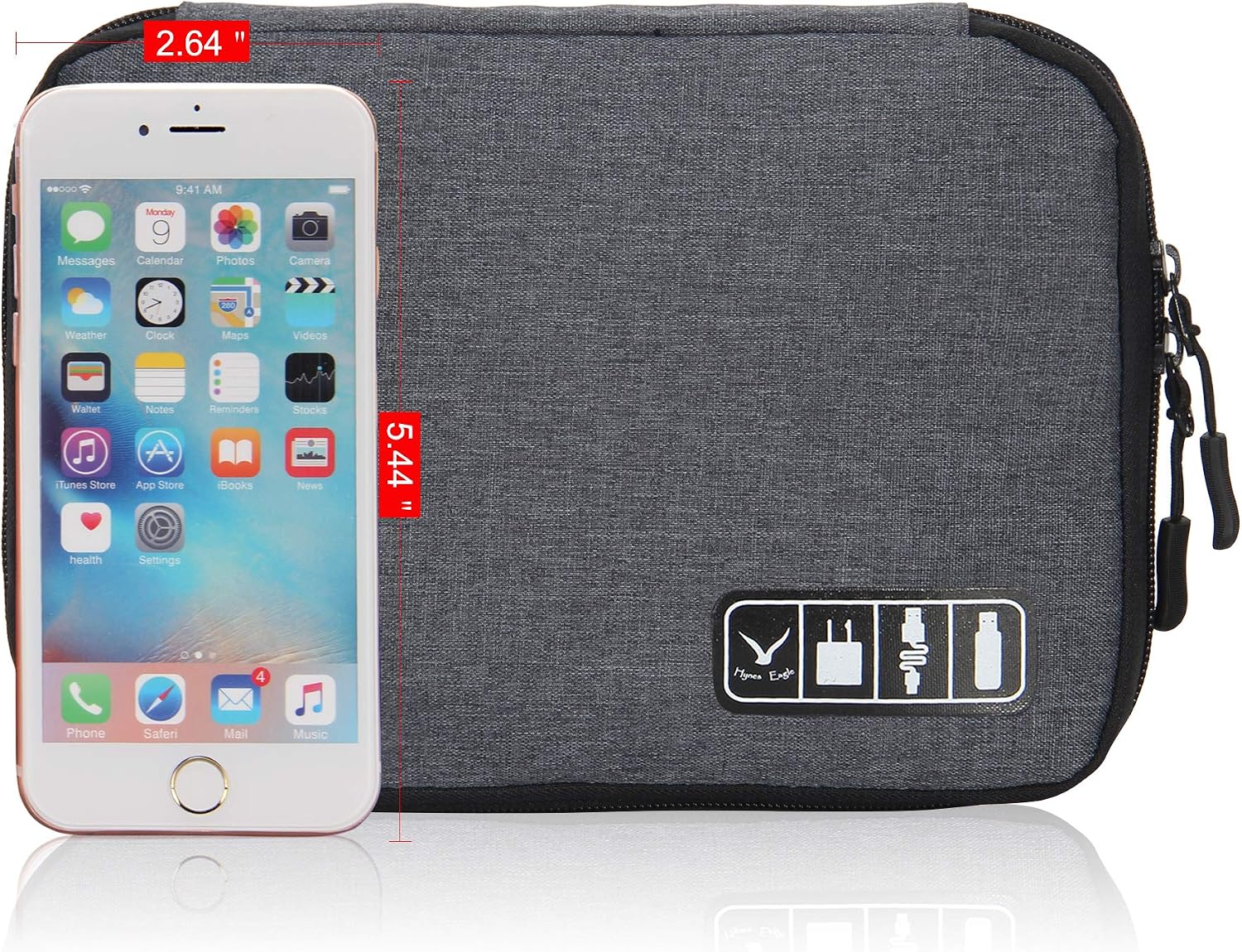 Hynes Eagle Travel Universal Cable Organizer Electronics Accessories Cases for Various USB Phone Charger and Cable Grey