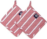 Vista 3 de Encasa XO Juego de 2 soportes para ollas de algodón resistentes al calor con lazo para colgar, azul azul, almohadilla térmica acolchada multiusos