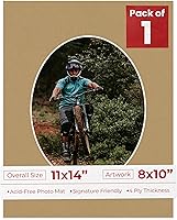 Vista 70 de Tapete de 11 x 14 pulgadas, corte biselado para fotos de 8 x 10 pulgadas, diseño de ante beige precortado, apertura de tablero ovalado, sin ácidos