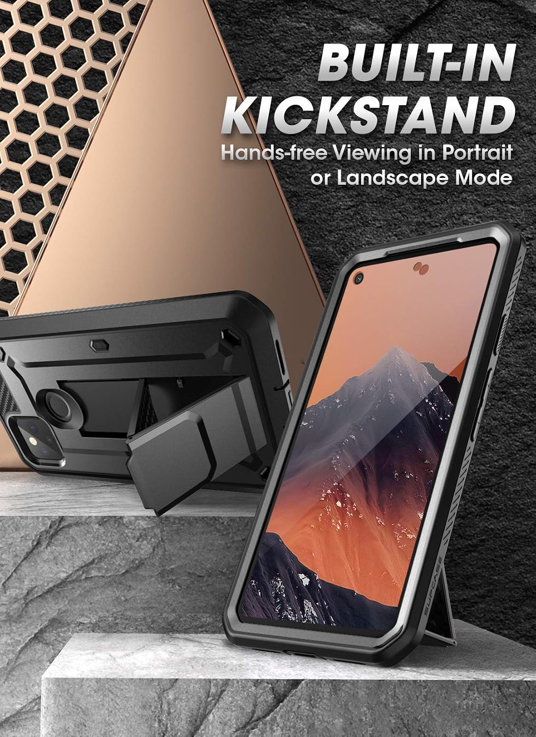 SUPCASE Unicorn Beetle Pro Series Case for Google Pixel 5 (2020 Release), Full-Body Rugged Holster Case with Built-in Screen Protector (Black)