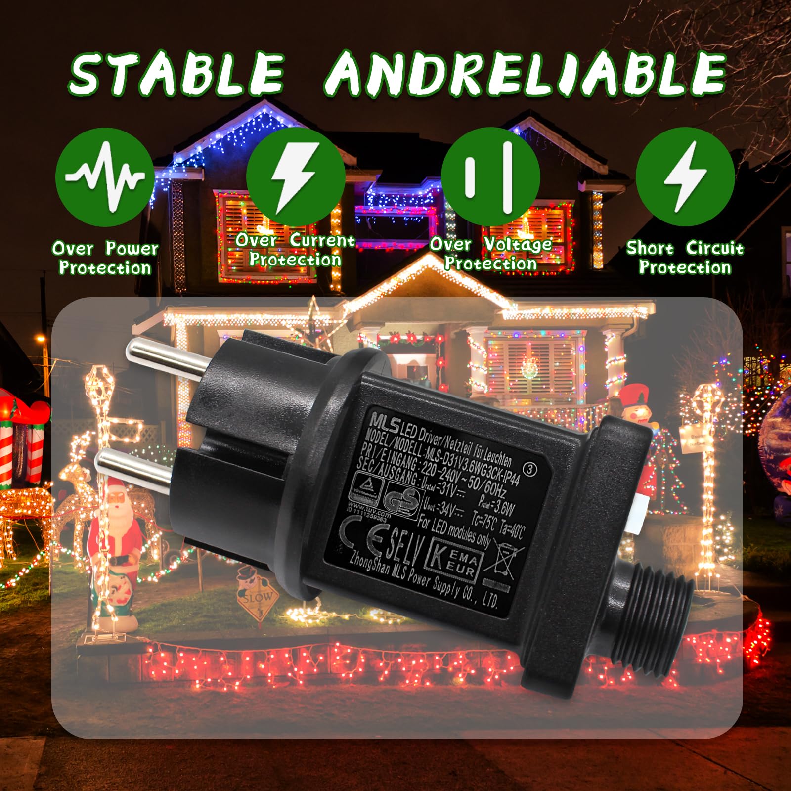 Transformator kerstverlichting, 2 stuks, 31 V, 6 W, voeding, 8 modi, intervalstopcontact met timer, IP44-adapter, kerstverlichting, transformator, kerstverlichting voor lichtsnoeren Transformator kerstverlichting, 2 stuks, 31 V, 6 W, voeding, 8 modi, intervalstopcontact met timer, IP44-adapter, kerstverlichting, transformator, kerstverlichting voor lichtsnoeren