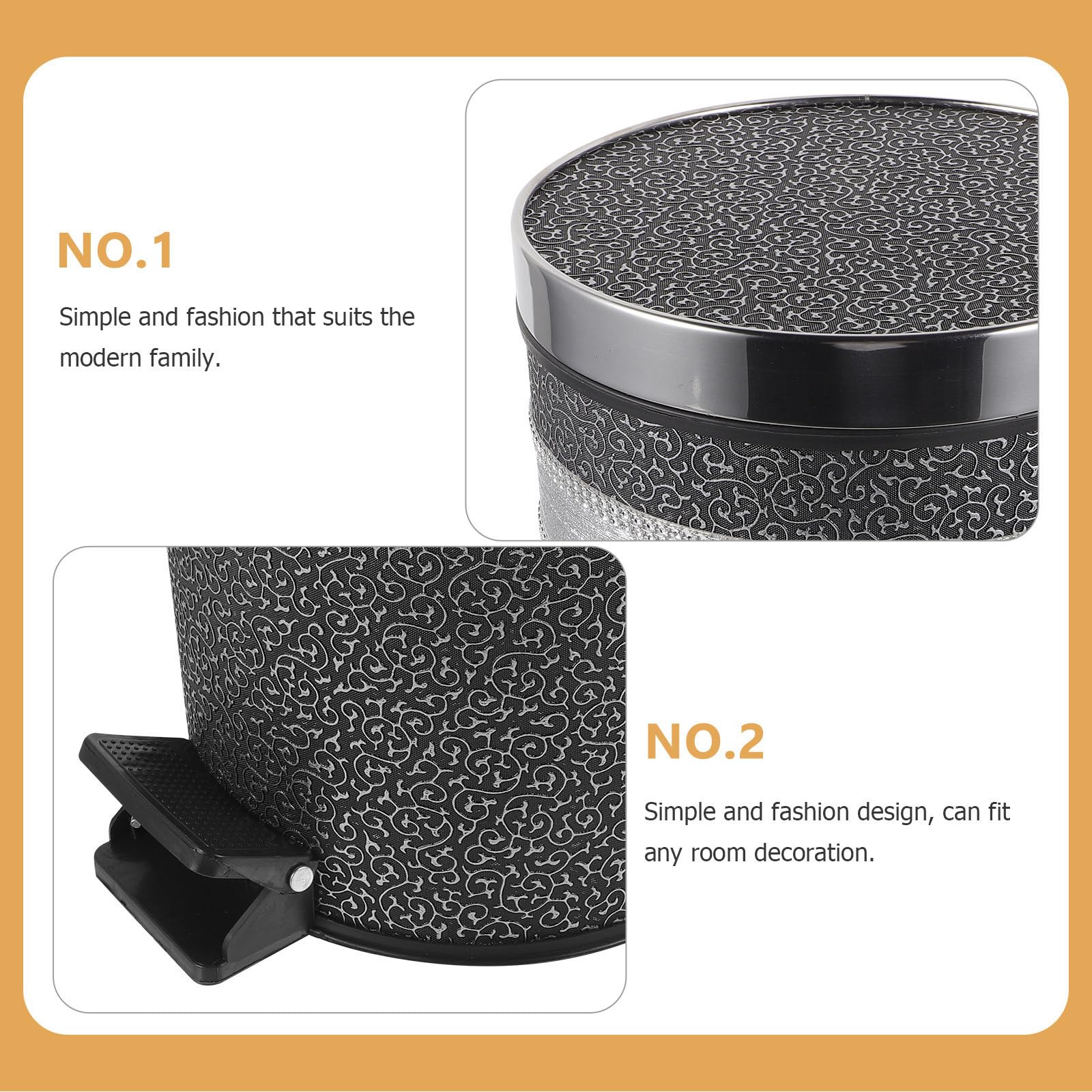 TOYANDONA Cubo de Basura Redondo con Pedal y Tapa para Baño, Negro