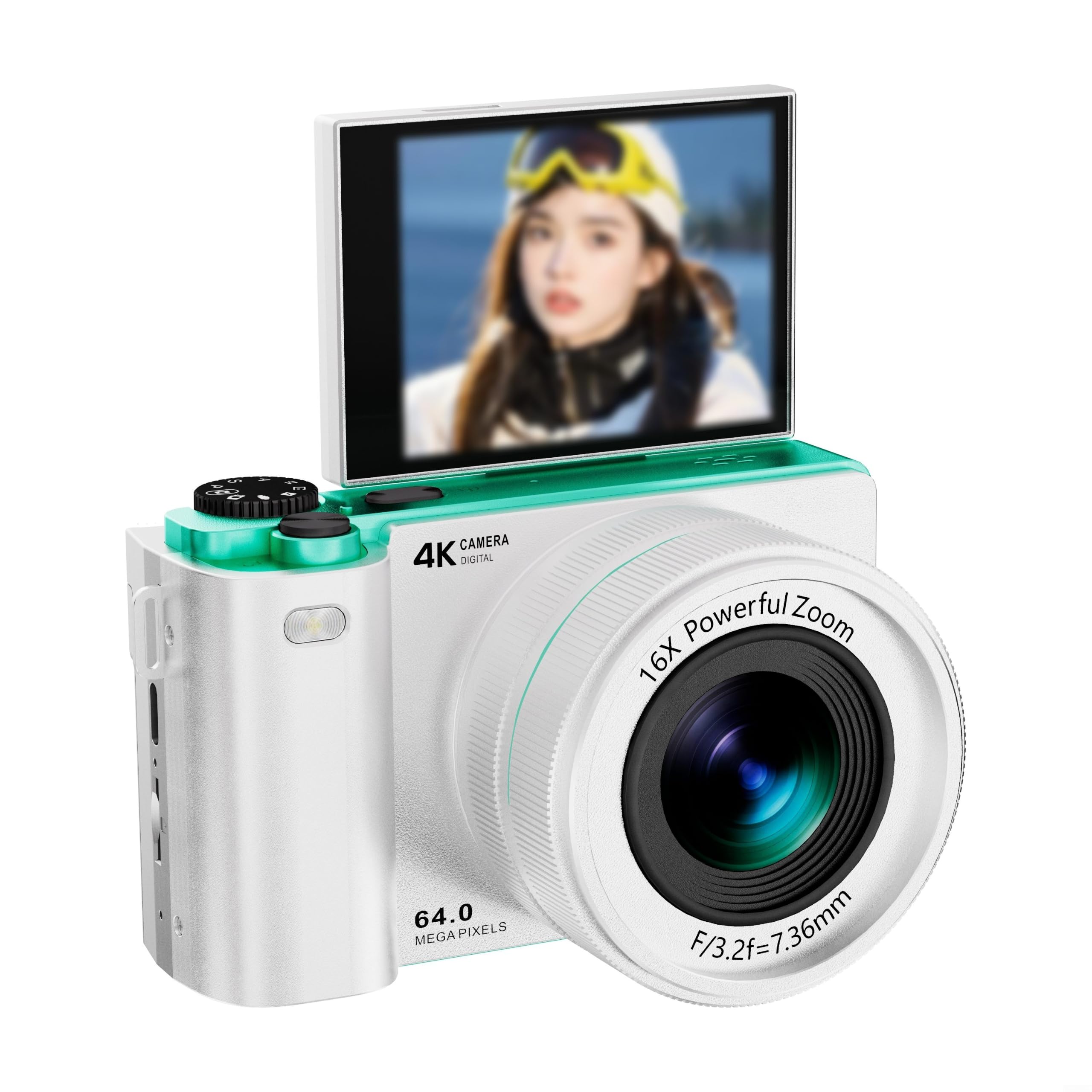 Aparat cyfrowy 64 megapiksele z 16-krotnym powiększeniem i ekranem z klapką
