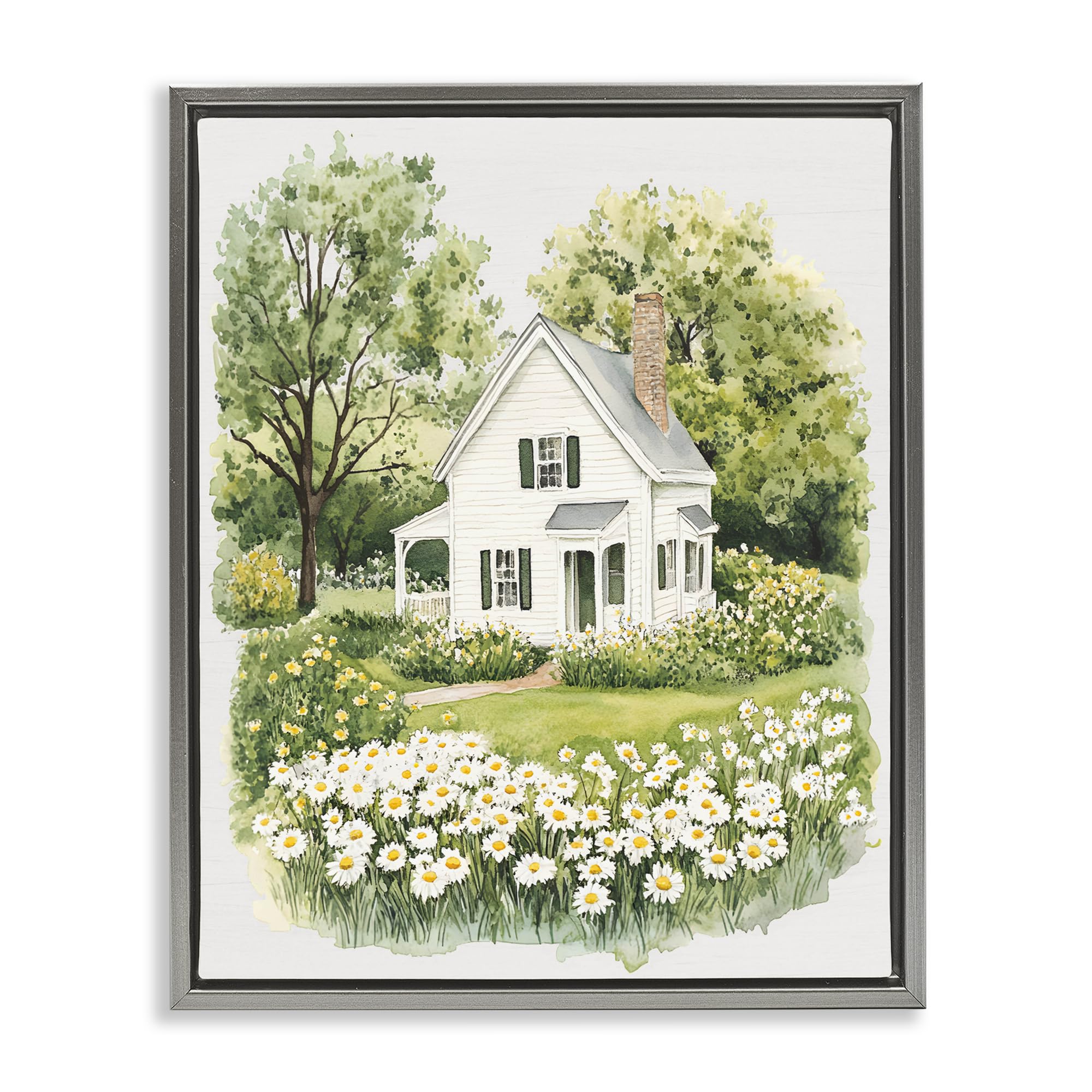 'Quaint Countryside Cottage Garden'| Floating Frame Canvas Art