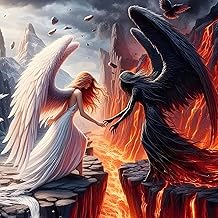 QINRUBB 5D Ange et Démon Peinture Diamant Painting Kit, DIY Magma Art du Diamant Complet Kits, Le bien et Le Mal Diamond Art Strass Point de Croix Painting pour Adultes Débutants Maison Décor 30X30cm