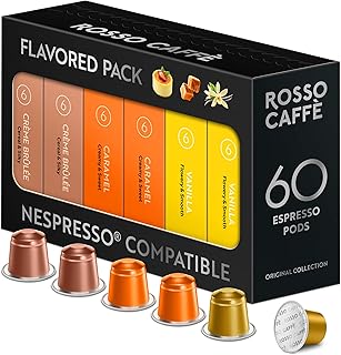60 Espresso Coffee Pods for Nespresso Original Machines - Pack of Premium Capsules, 3 Rich and Balanced Flavors (Vanilla, Crème Brulee, Caramel)