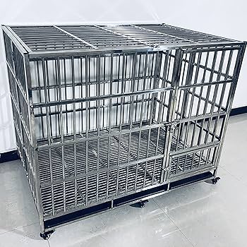 Amazon | MIQXUAN頑丈なステンレス鋼の金属製の犬用ケージ、ペット