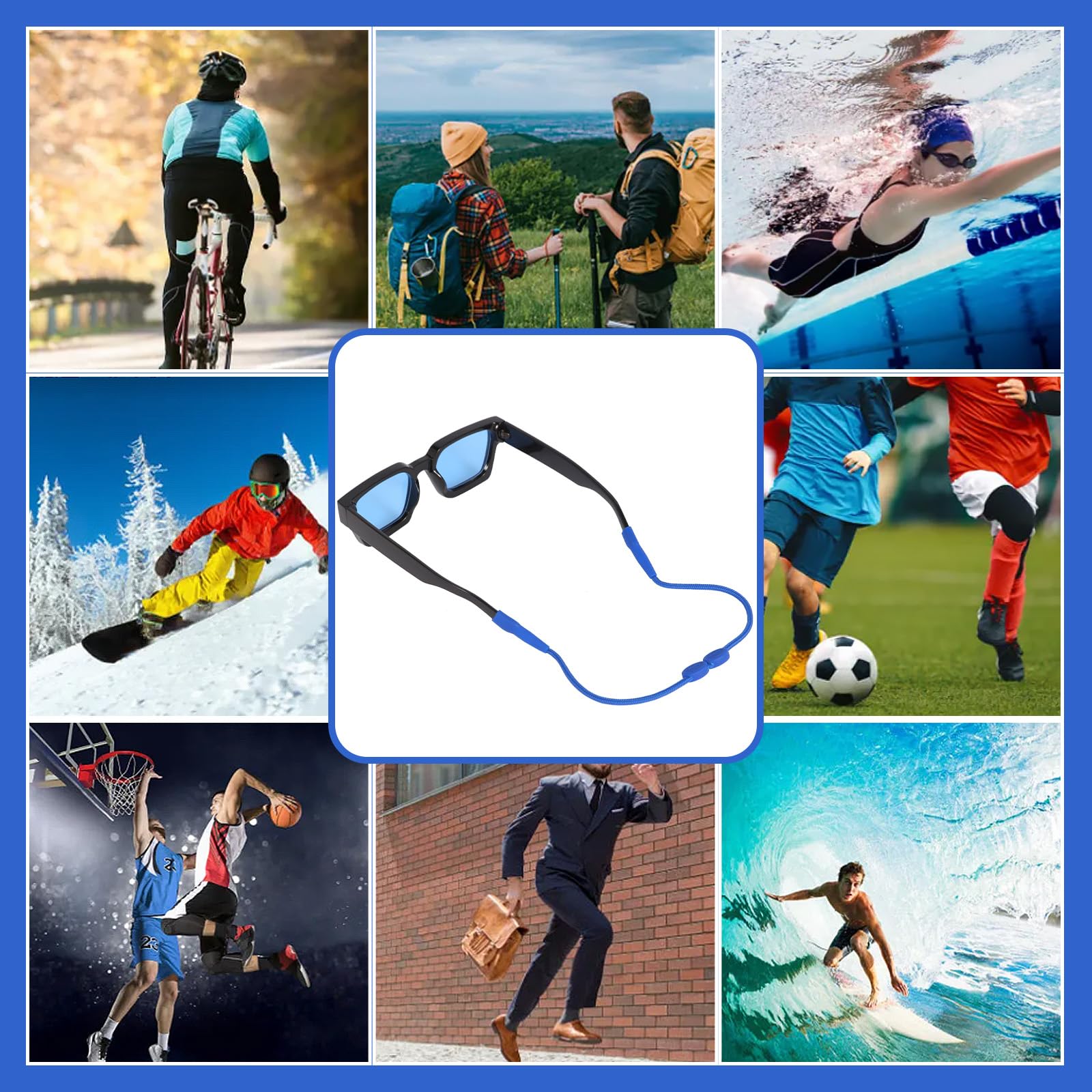 3er-Pack Brillenbänder aus Seil Anti-Rutsch-Ohrbügel-Abdeckung für Sportbrillen Anti-Rutsch-Abdeckung für Brillen mit Fallschutz Verstellbares Ai-Brillenband