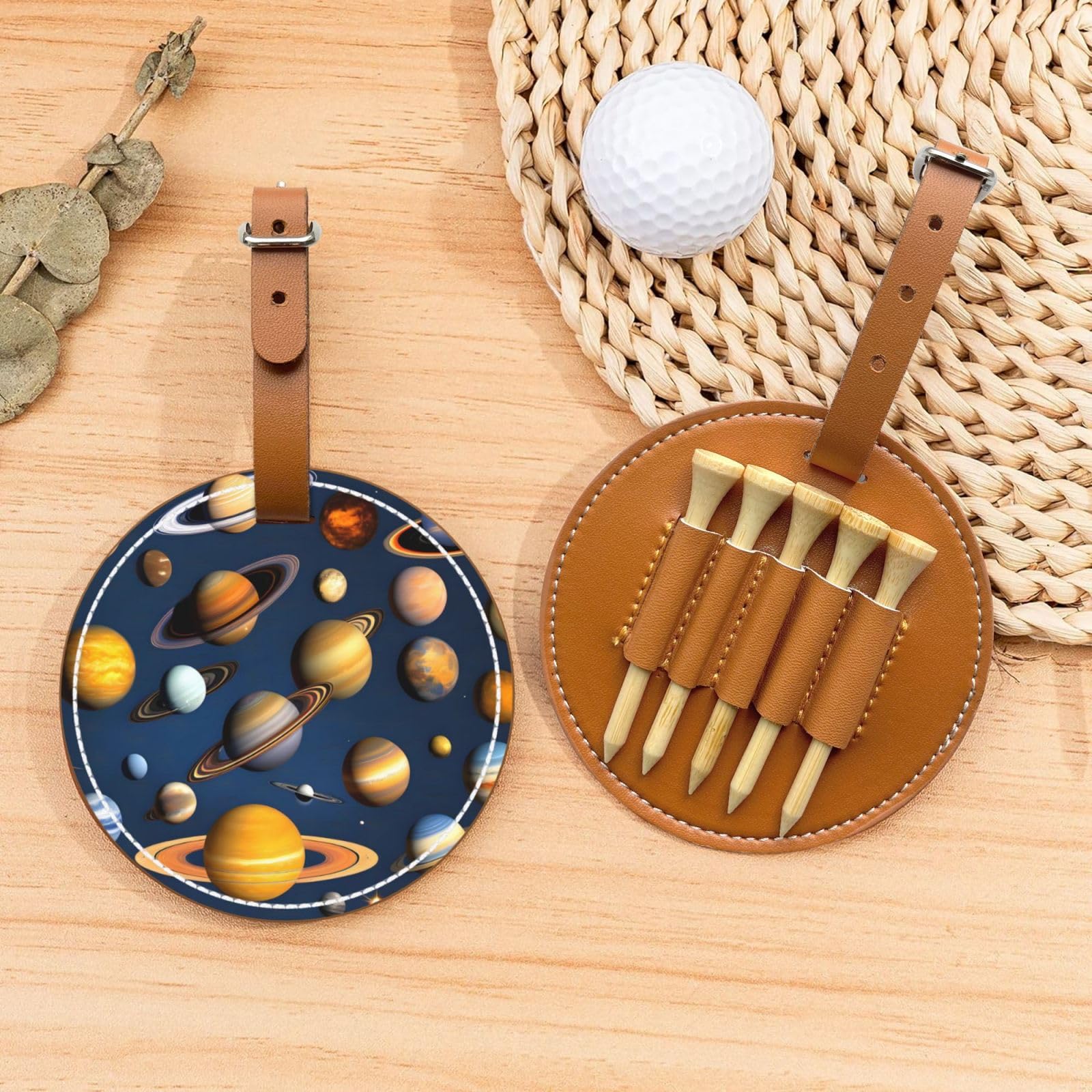 Solar System Planets Brown Golf tee Storage Bag - Durable and wear-Resistant Golf Accessories