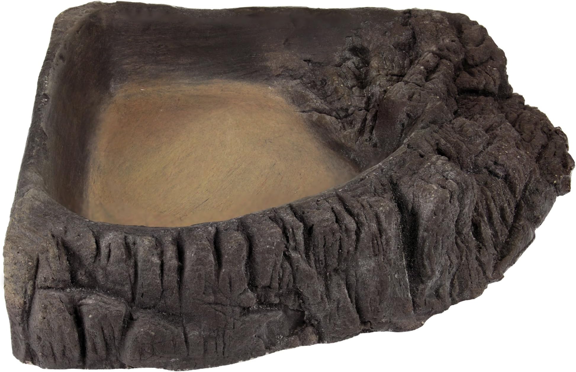 Acuami corner bowl for reptiles - food bowl, water dish, water bowl for geckos, turtles, snakes - terrarium accessories (XL Wood 19,5x19,5x4)