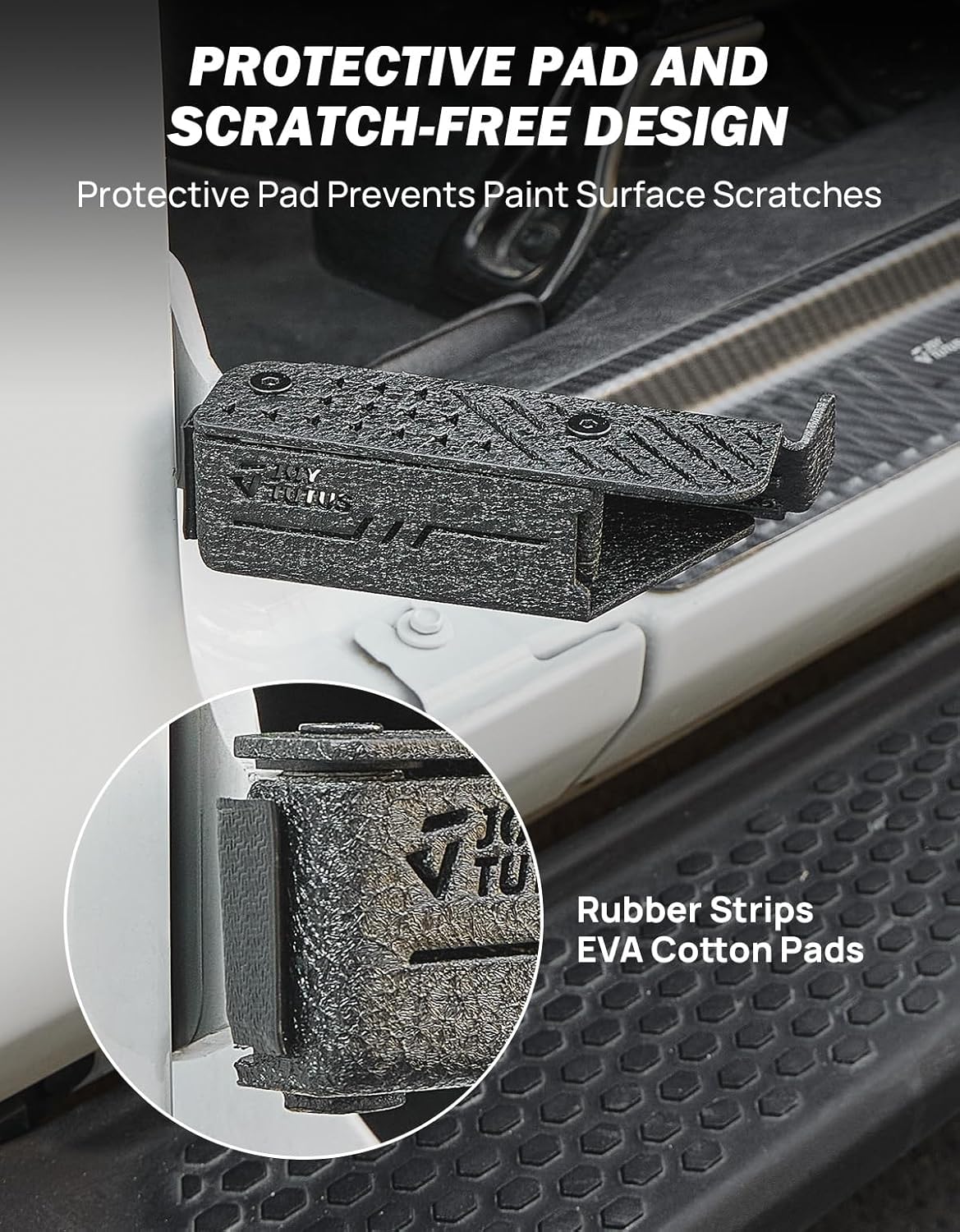 JOYTUTUS 120°Ergonomic Foot Pegs for Wrangler JK/JKU/JL/JLU (2007-2025) & Gladiator JT (2020-2025) - No-Drill Metal Door Hinge Footrests with Anti-Slip Surface & American Flag Design
