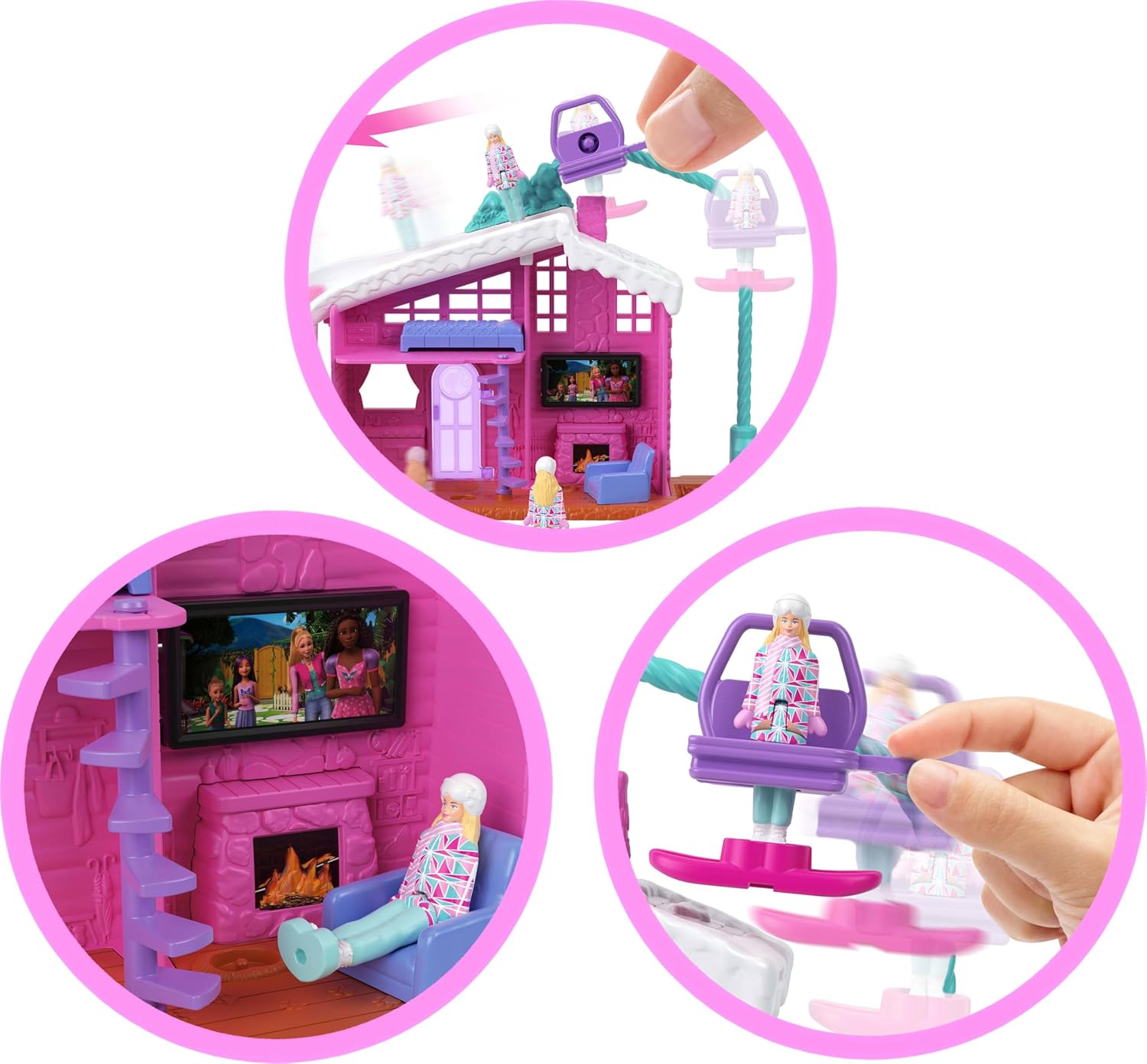 Barbie Mini Land Doll House Sets, Mini Dreamhouse with Surprise 1.5-inch Doll, Furniture & Accessories, Plus Elevator & Pool (Styles May Vary)