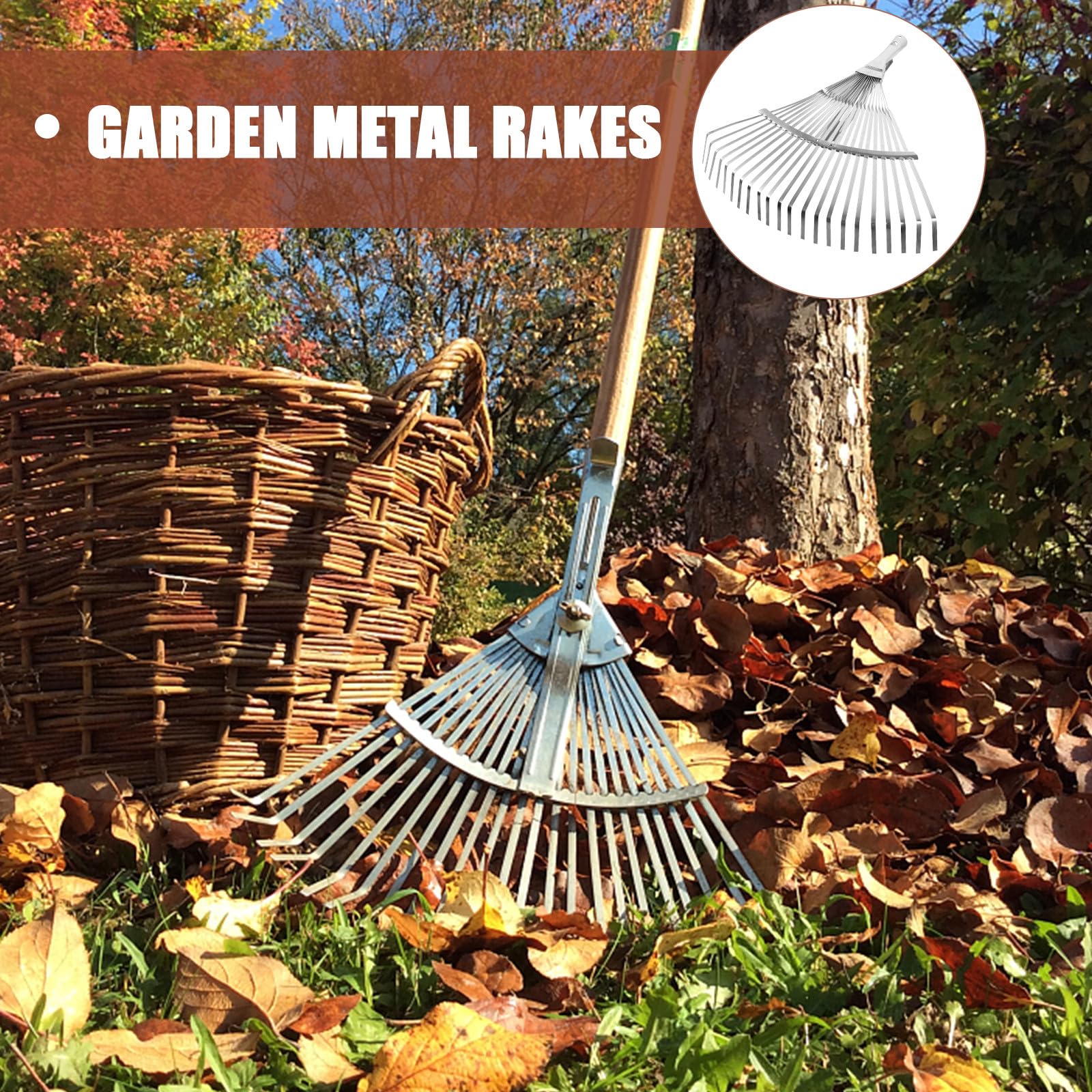 Ausziehbarer Gartenrechen mit Metallkopf aus Edelstahl für Hof und Garten