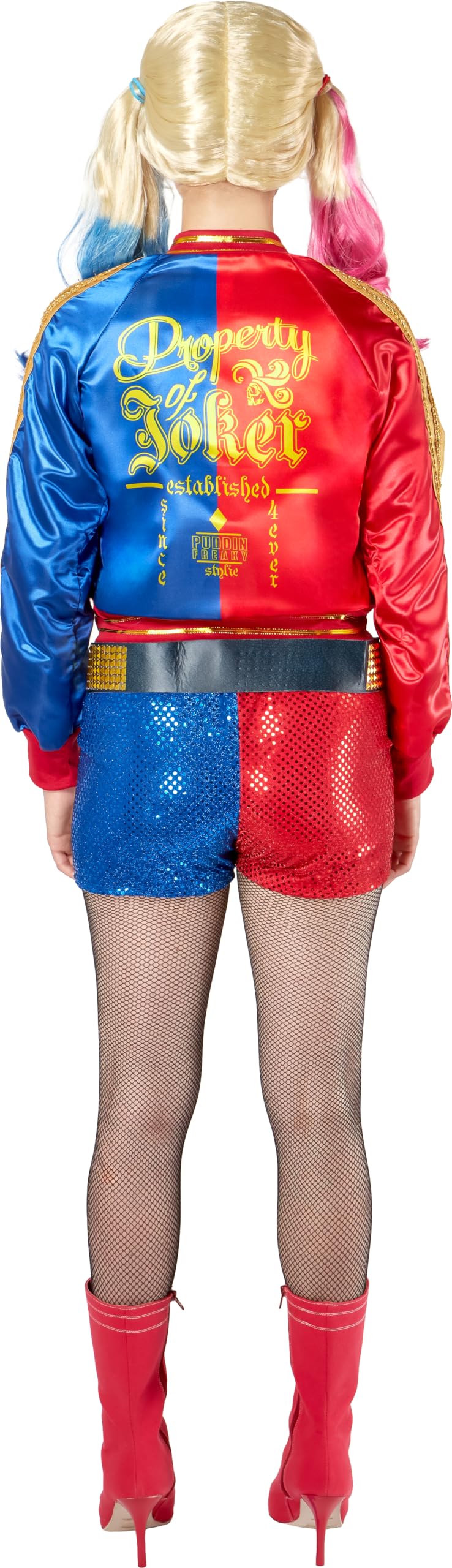 Rubie's Official Harley Quinn damski fantazyjny strój na Halloween, drużyna samobójców, damski kostium złoczyńcy, czerwony, rozmiar L (14-16)