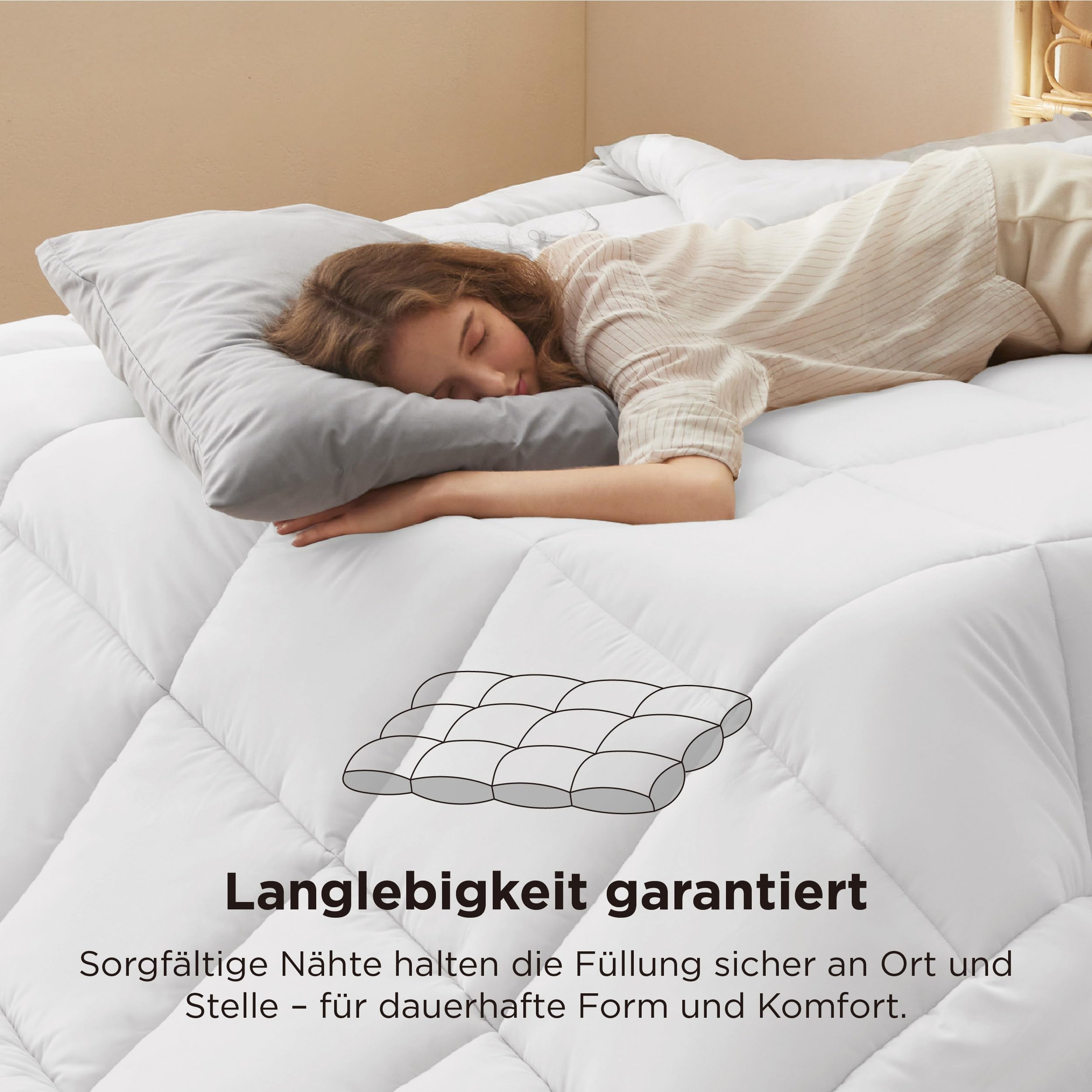 BEDSURE Bettdecke 220x240 Winterdecke 450gsm - Warm Winterdecke, Weiß | Oeko-Test Zertifiziert Bettdecken, Weiche Microfaser Schlafdecke, Winterdecke, für Winter, Waschbar Dicke Winterbettdeck