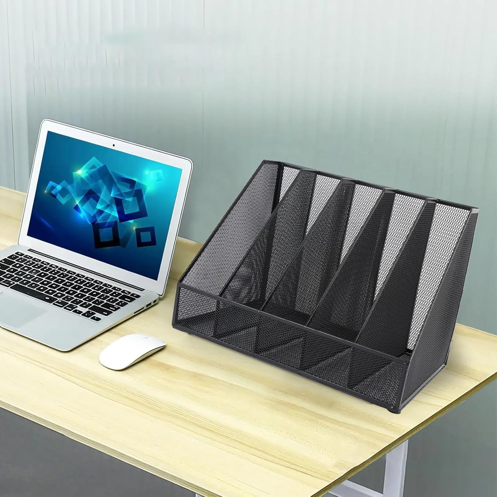 Stehsammler 5-teiliger Desktop-Aktenorganisator aus Metallgeflecht for Dokumentenaufbewahrungsregal, Heimbüro, Schule