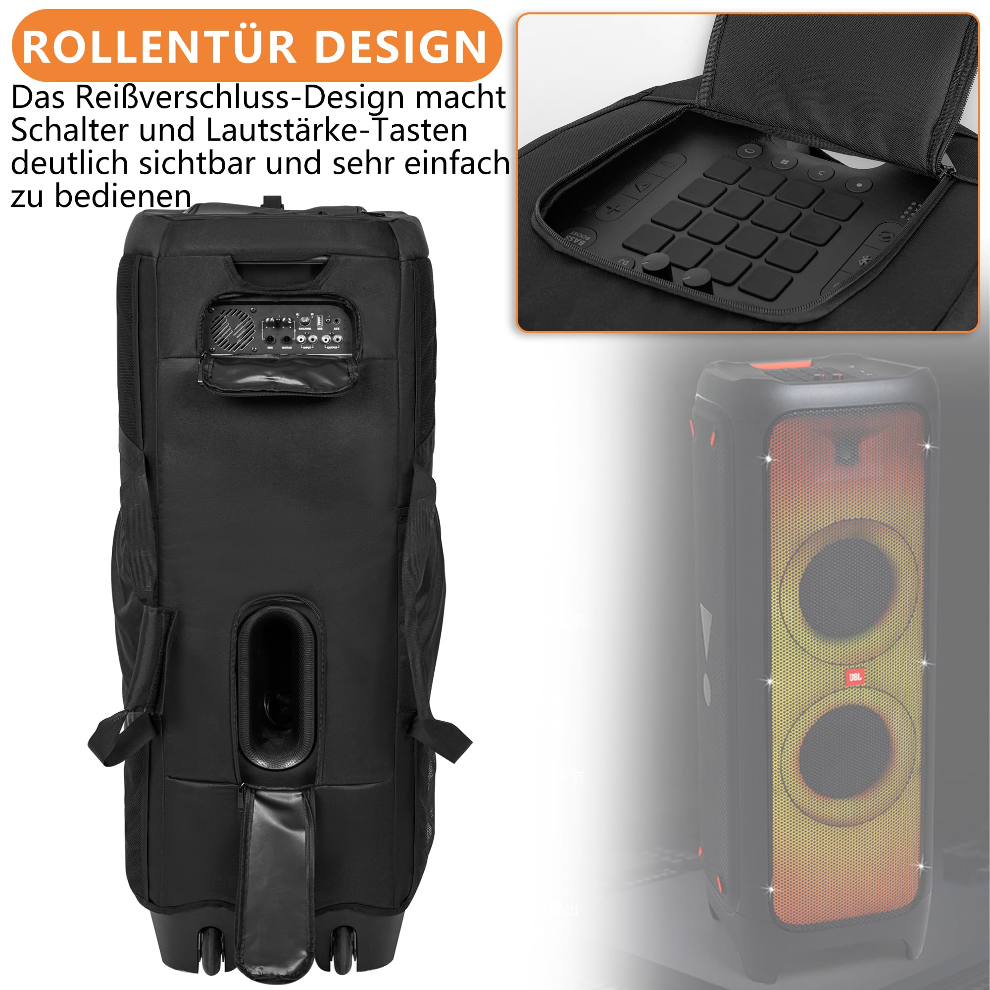 Lautsprecher-Tragehülle kompatibel mit JBL Party Box | Kompatibel mit JBL PartyBox 1000,mit Rollen für einfachen Transport, staubgeschützt