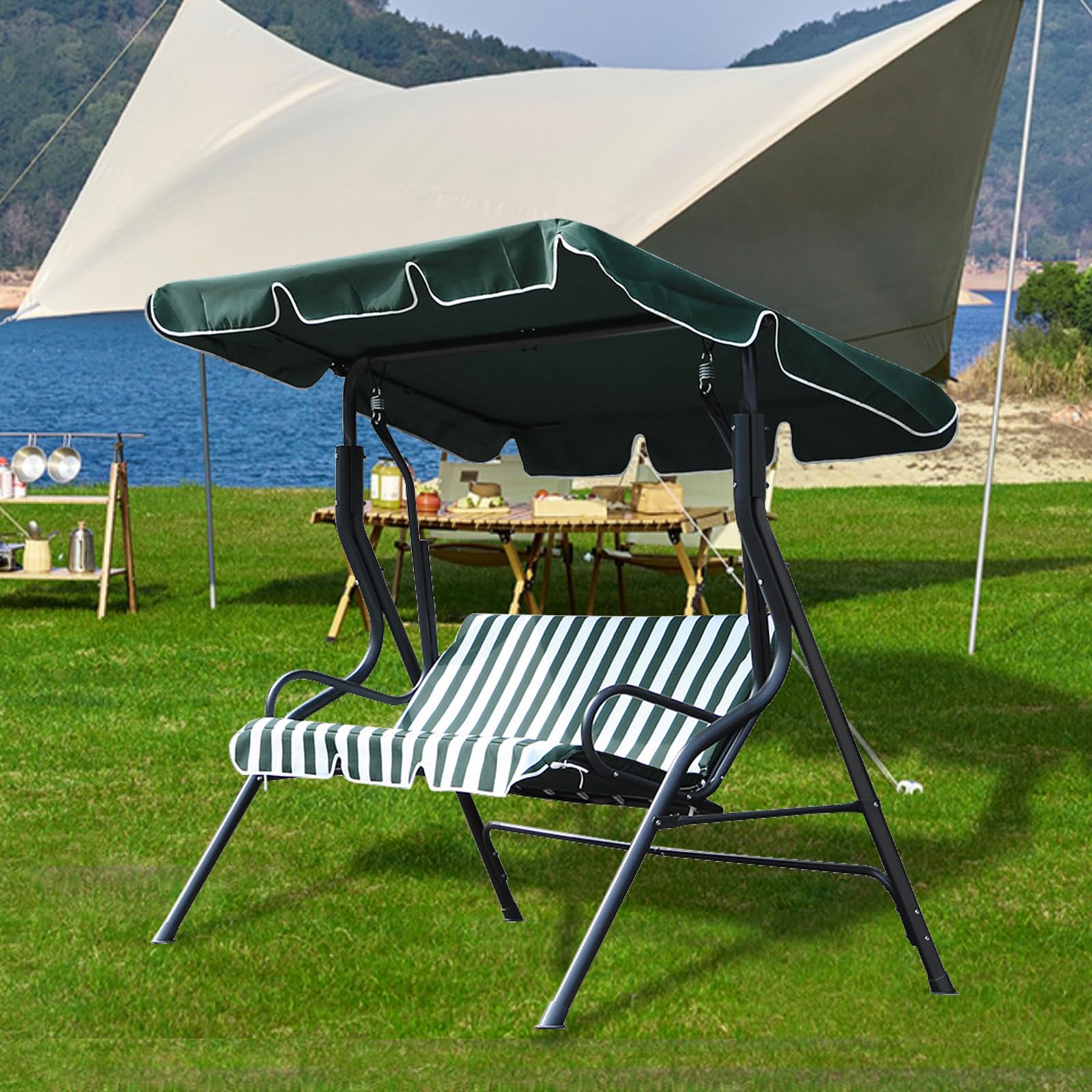 Auvent Universel pour Balancelle Hollywoodienne, Toit De Rechange Universel, Pare-Soleil Universel, Housse De Toit De Rechange Toit De Balancelle Universal 195 * 125 * 15cm(Vert)