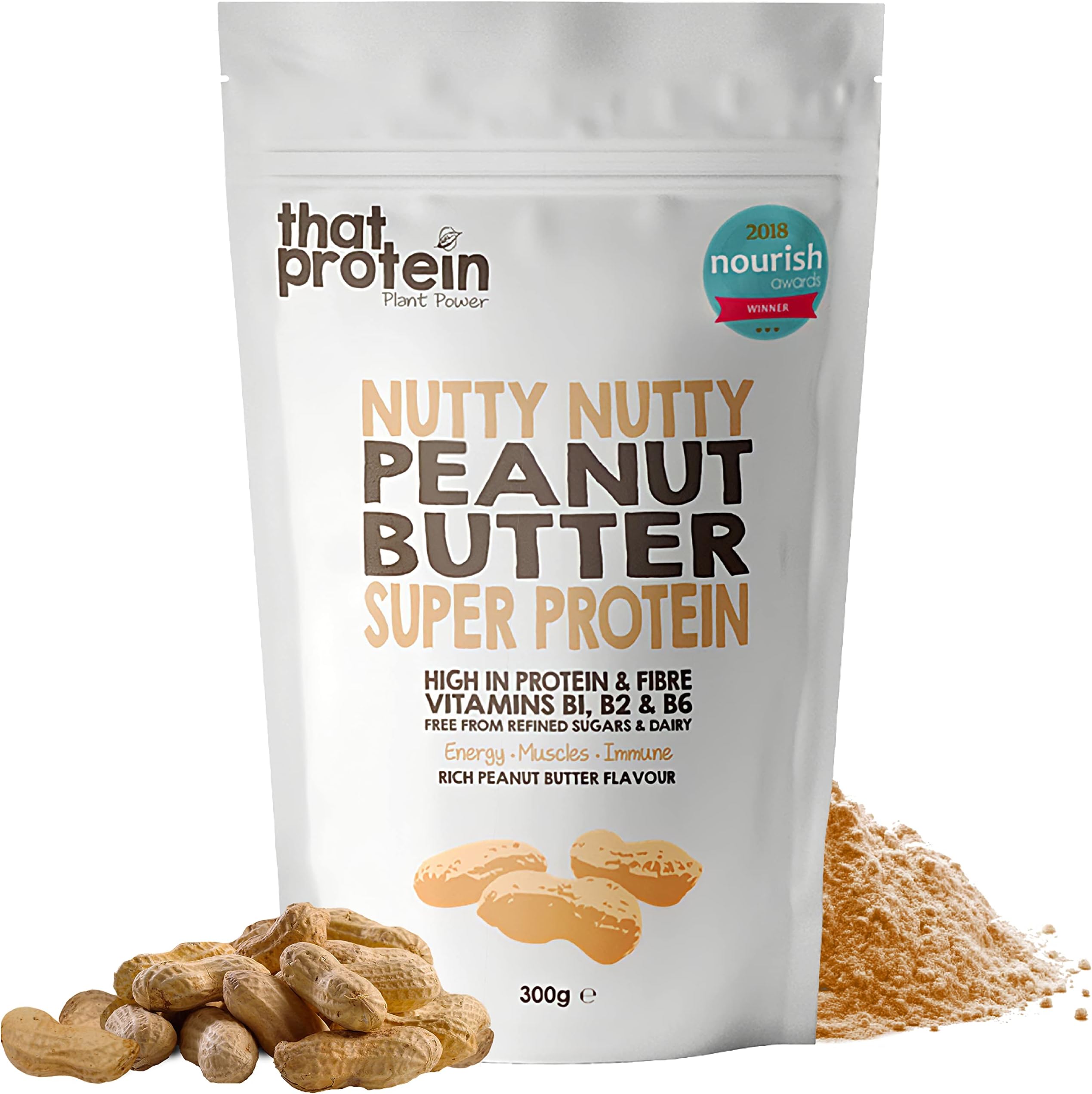 Vegan Protein Powder - Gluten Free, & Low FODMAP Peanut Butter Protein Powder - 300g Plant Based Low Calorie Protein Powder for Bones, Muscle, Energy, & Immune System by That Protein