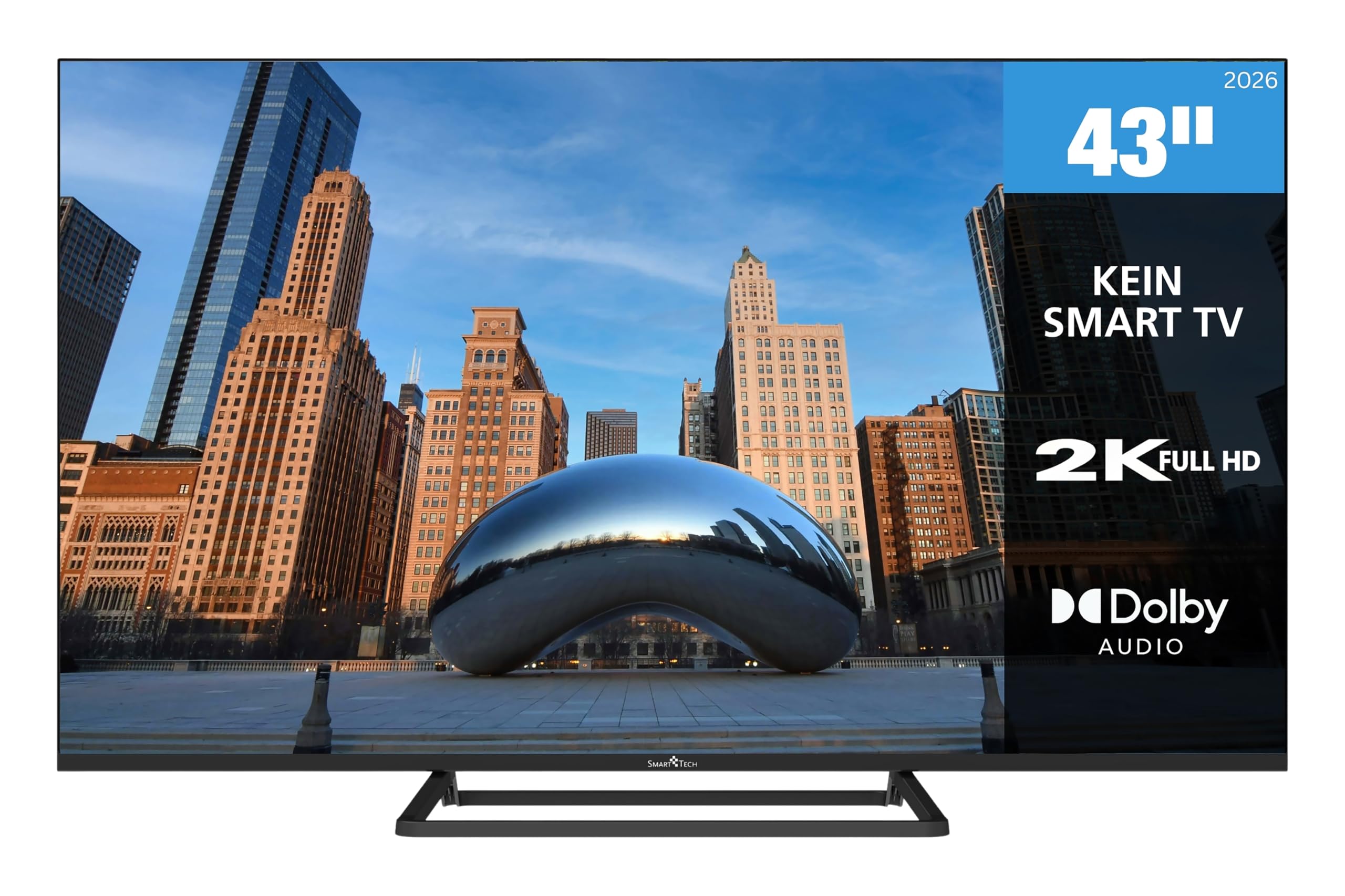 Smart Tech 43FN01V3 Fernseher 43 Zoll (109 cm) LED TV mit Full HD Auflösung | Dolby Audio | 3x HDMI | 2x USB | Frameless Design | Hotelmodus | Keine Smart-Funktionen | Triple-Tuner DVB-C/-S2/-T2 | 2026