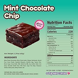 Prime Bites Protein Brownie from Alpha Prime Supplements | High Protein, Collagen Fortified Low Sugar Treat | Delicious Snack | 12 Bars per Box (Mint Chocolate Chip)