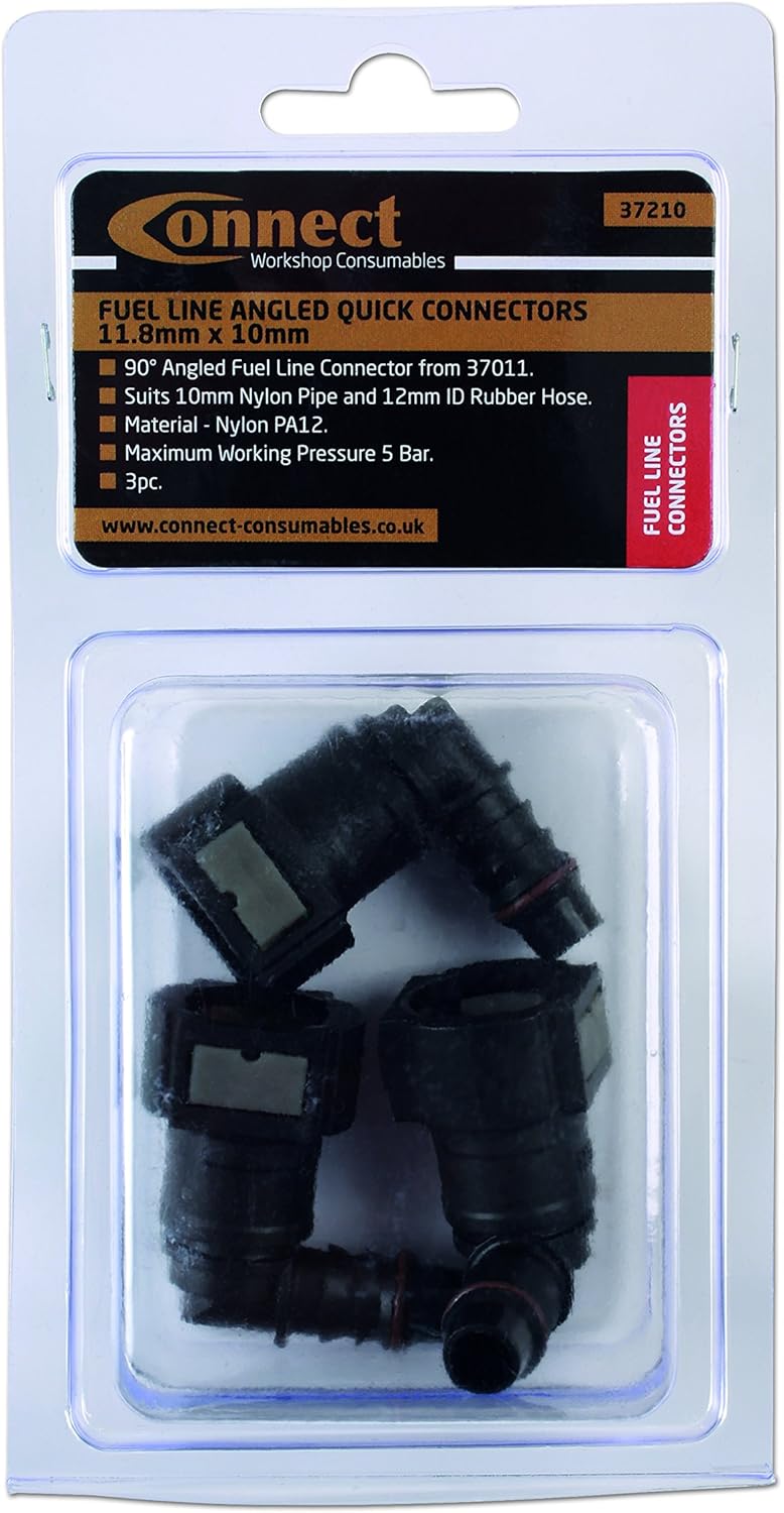 Consumables Connect Workshop Consumables 37210 Fuel Line Angled Quick Connectors 11.8mm x 10mm Pk 3