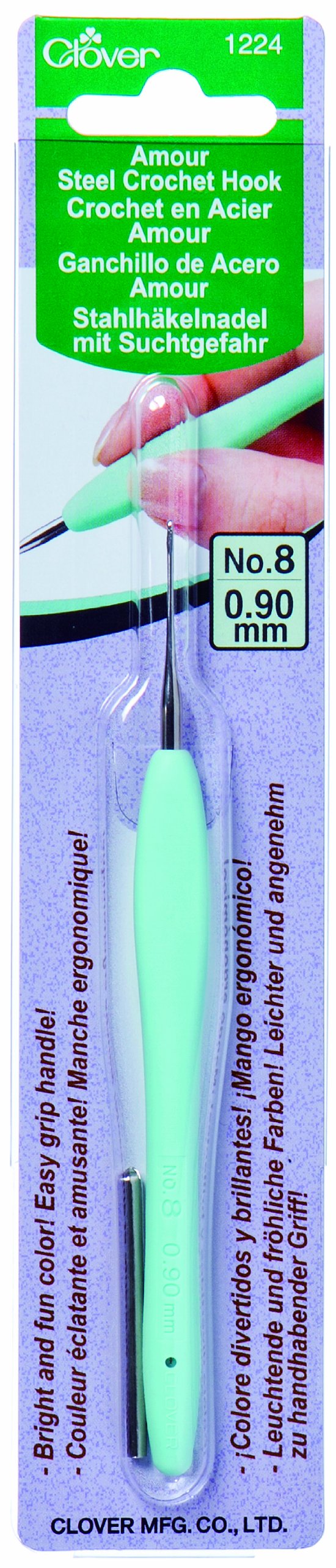 Amazon.com: Clover 1224 Amour Steel Crochet Hook No. 8, 0.90mm,Blue