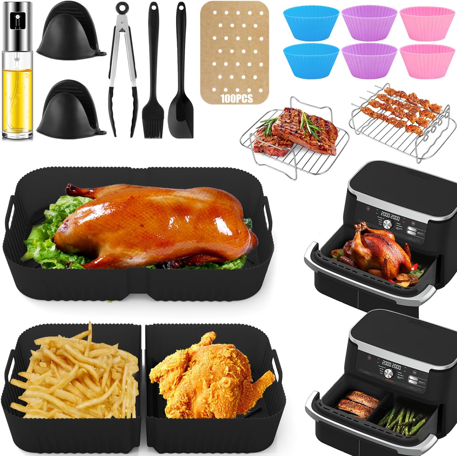 Cathpetic Airfryer Silikonform Zubehör für Ninja Foodi Flexdrawer