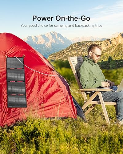 Miniatura 4 de ELECAENTA Panel solar de 40 W, USB C, salida USB A y CC de 18 V, impermeable IP68, cargador solar ETFE portátil plegable compatible con iPhone,