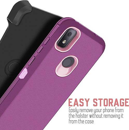 Miniatura 8 de Funda protectora híbrida para T-Mobile Revvl 4 a prueba de golpes con función atril de pantalla integrada y clip para cinturón (negro)