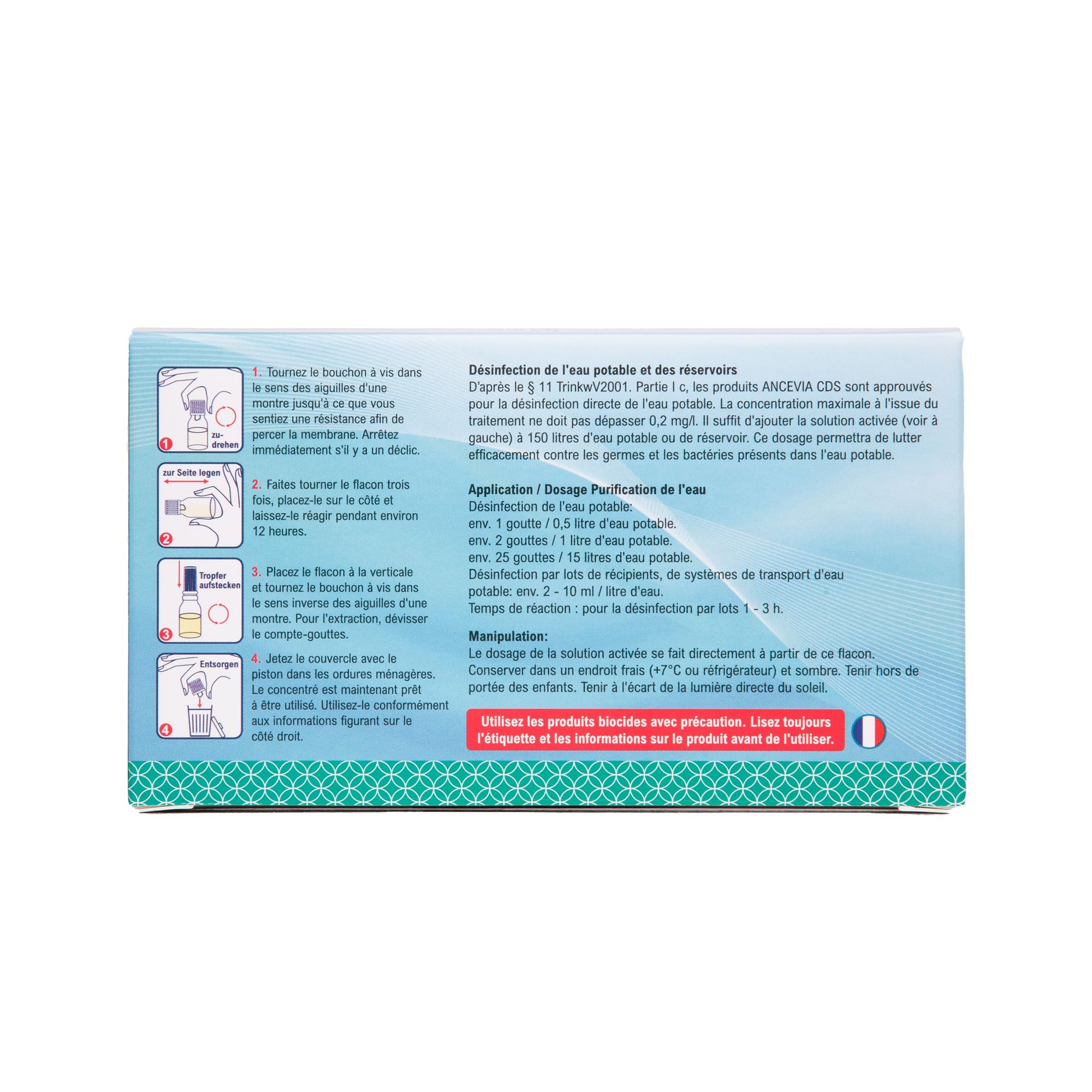 Titre : ANCEVIA® CDL Shots - Solution de Dioxyde de Chlore 0,3% - 5x10ml - Breveté - Fabriqué en Allemagne - À Faire Soi-même - Haute Pureté - pH Neutre - Longue Conservation