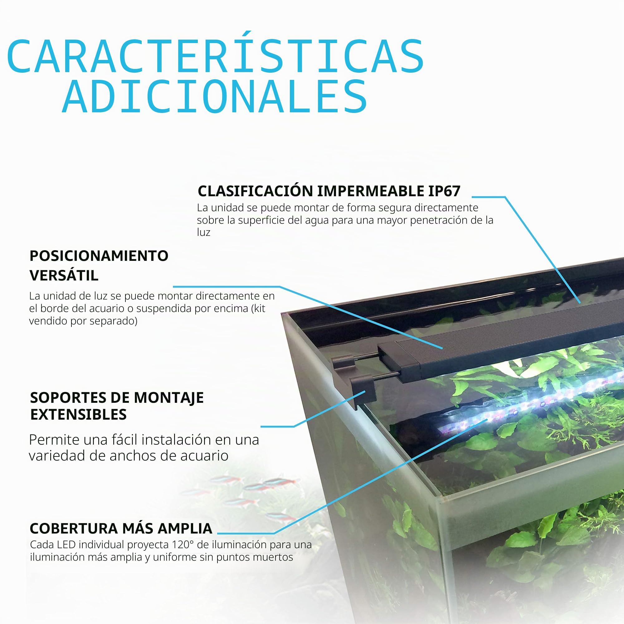 Fluval Pantalla de Iluminacion para acuarios Plant Spectrum LED Bluetooth 32W, 61-85cm