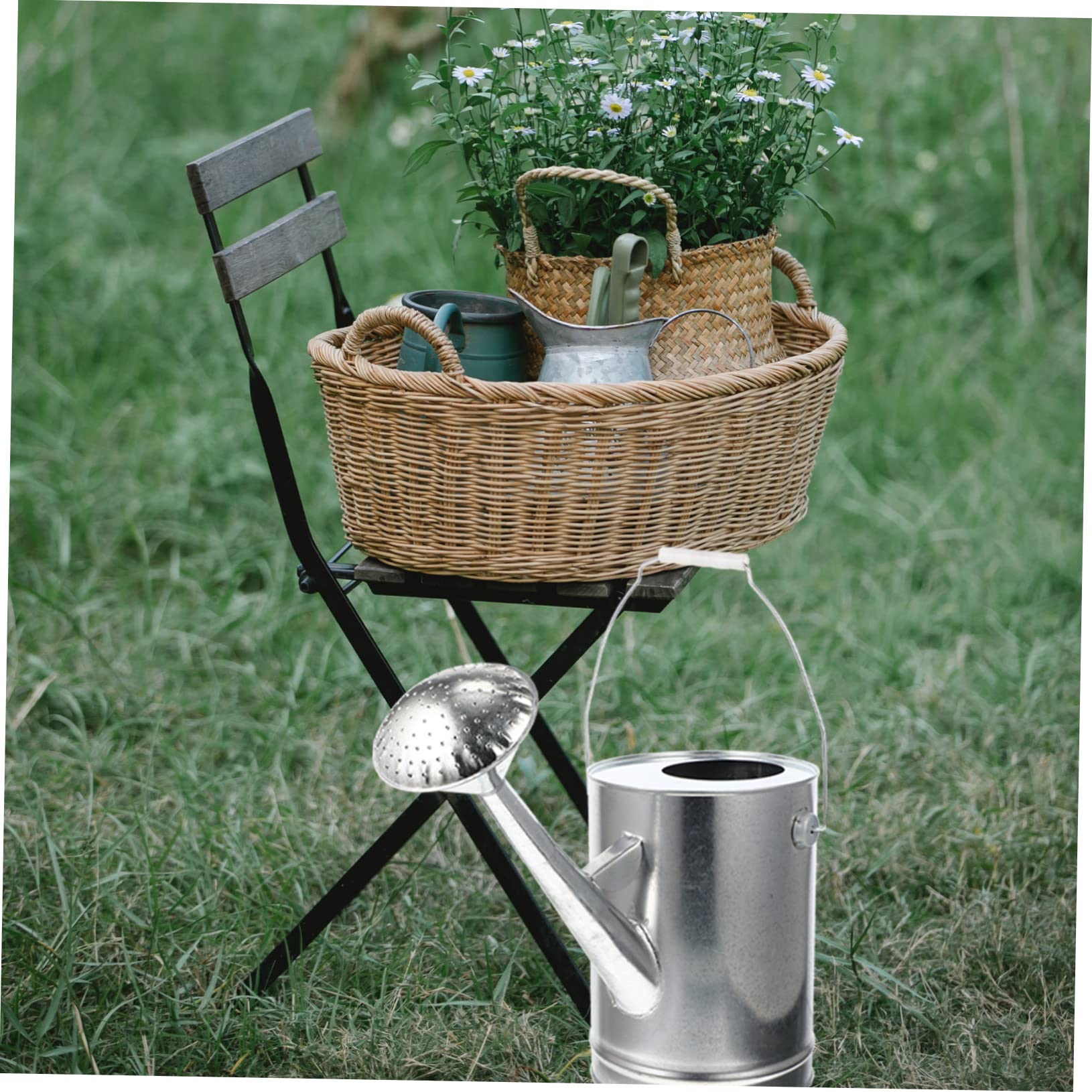 Toyvian Annaffiatoio da Giardino in Ferro Zincato da 5l Beccuccio e Manico Ergonomico, per Innaffiare Piante All'aperto in Giardino