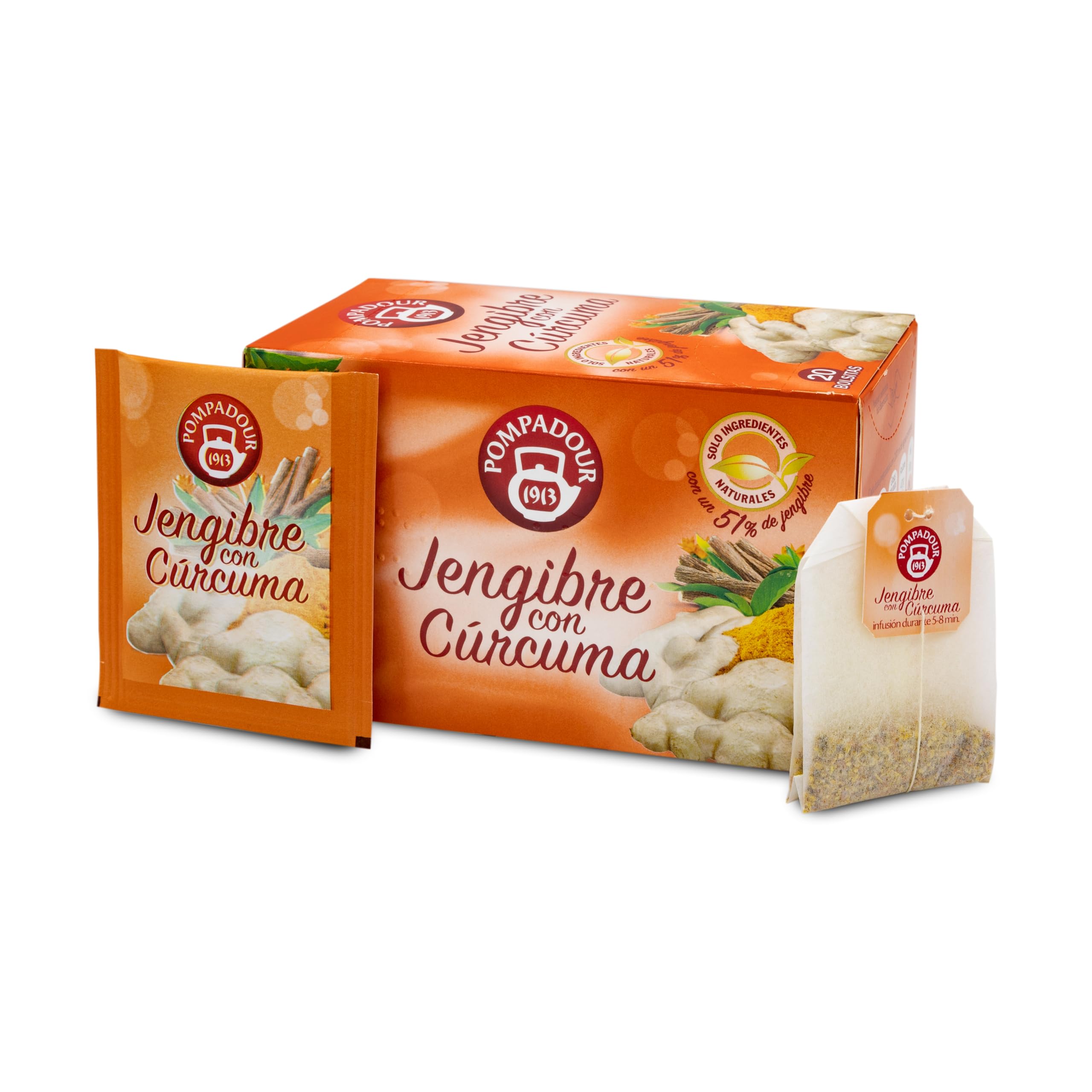 Pompadour Infusión Jengibre Cúrcuma 20 Bolsitas