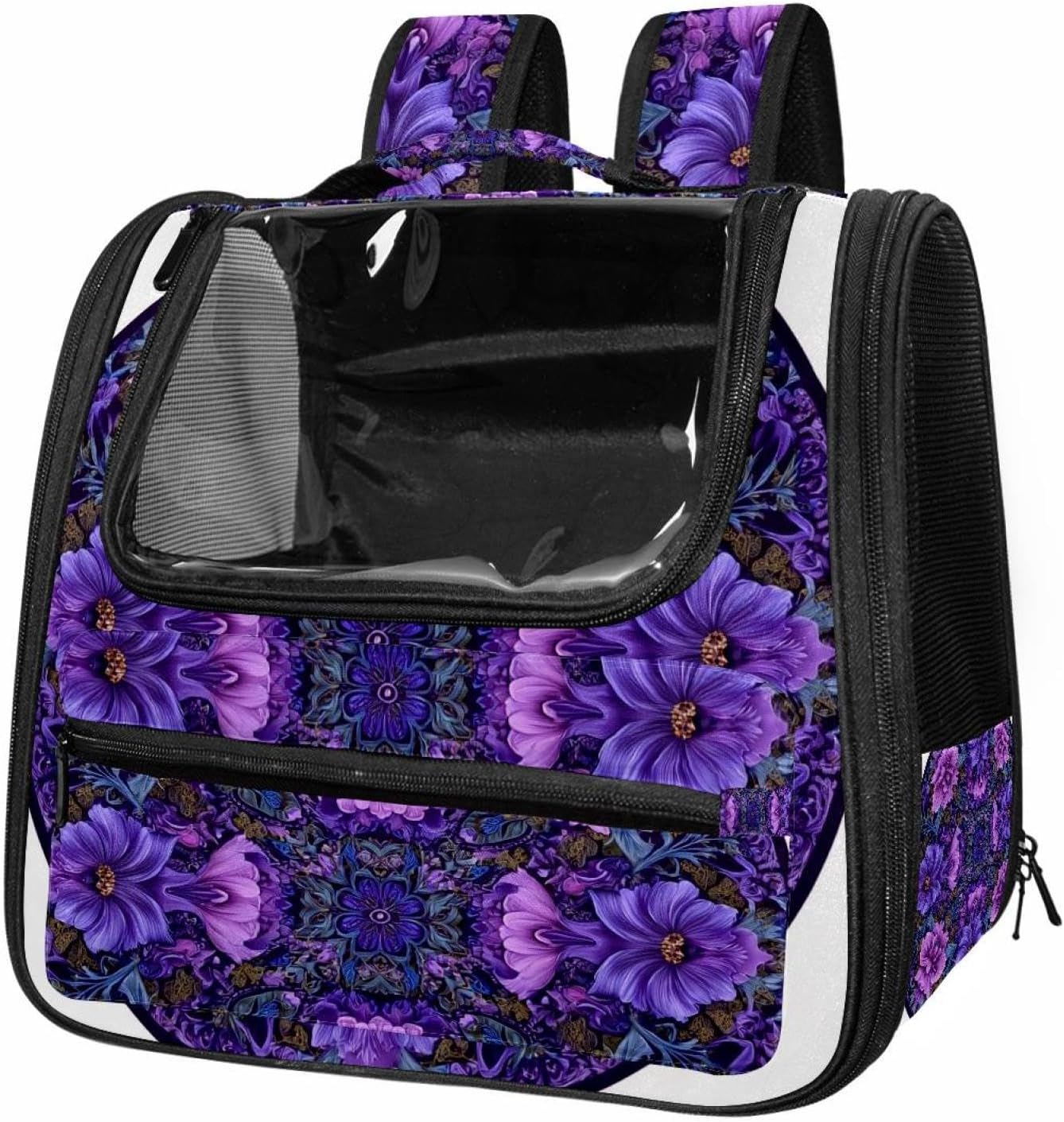 Portable Travel pet Backpack Carrier Hamster Bag Small Dog cat Carrier Breathable Hang Bag, Purple Jellyfish