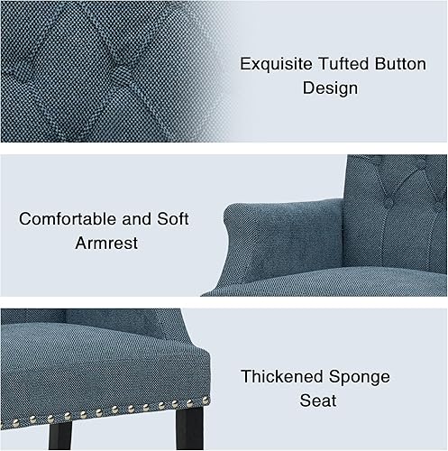 Miniatura 101 de LOULENS Lujosas sillas de comedor de terciopelo, modernas sillas de comedor tapizadas copetudas, reposabrazos con patas de acero inoxidable para