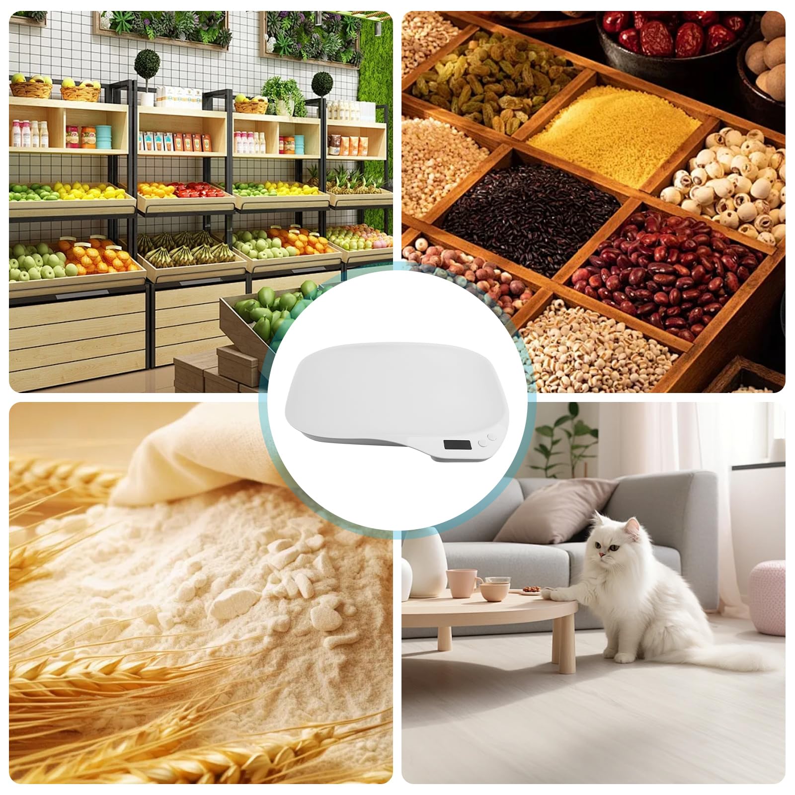 Balance numérique pour petits animaux, balance numérique pour animaux de compagnie 15 kg (±1 gramme), balance numérique pour chats LCD, mini balance avec écran LCD, balance numérique pour bébé