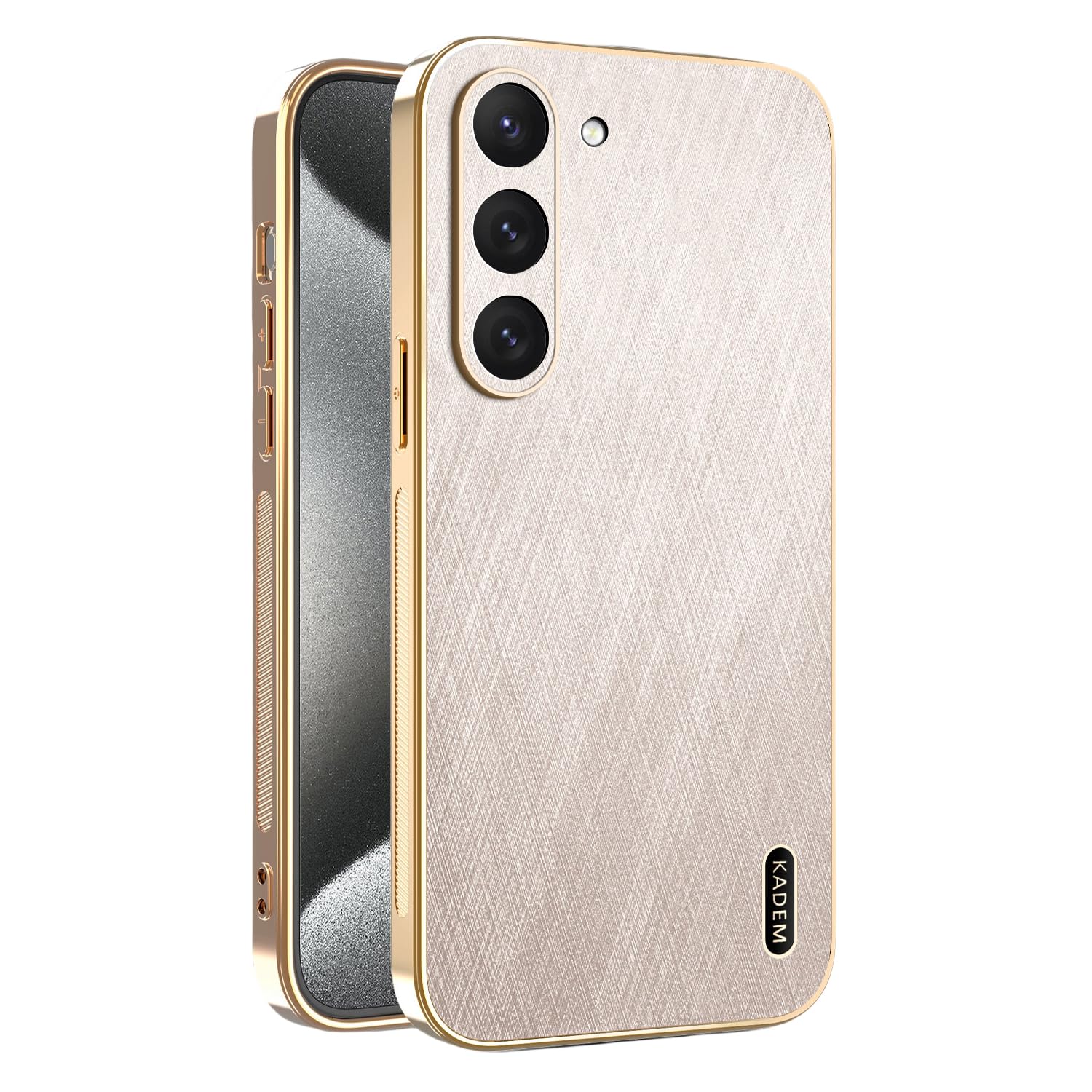 Silicone Cases for Samsung Galaxy S23 Plus Cover, Slim Soft TPU Shockproof Phone Protective Shell Luxury Electroplated Silk Bamboo Wireless Charging Compatible with Galaxy S23 Plus (Ivory)